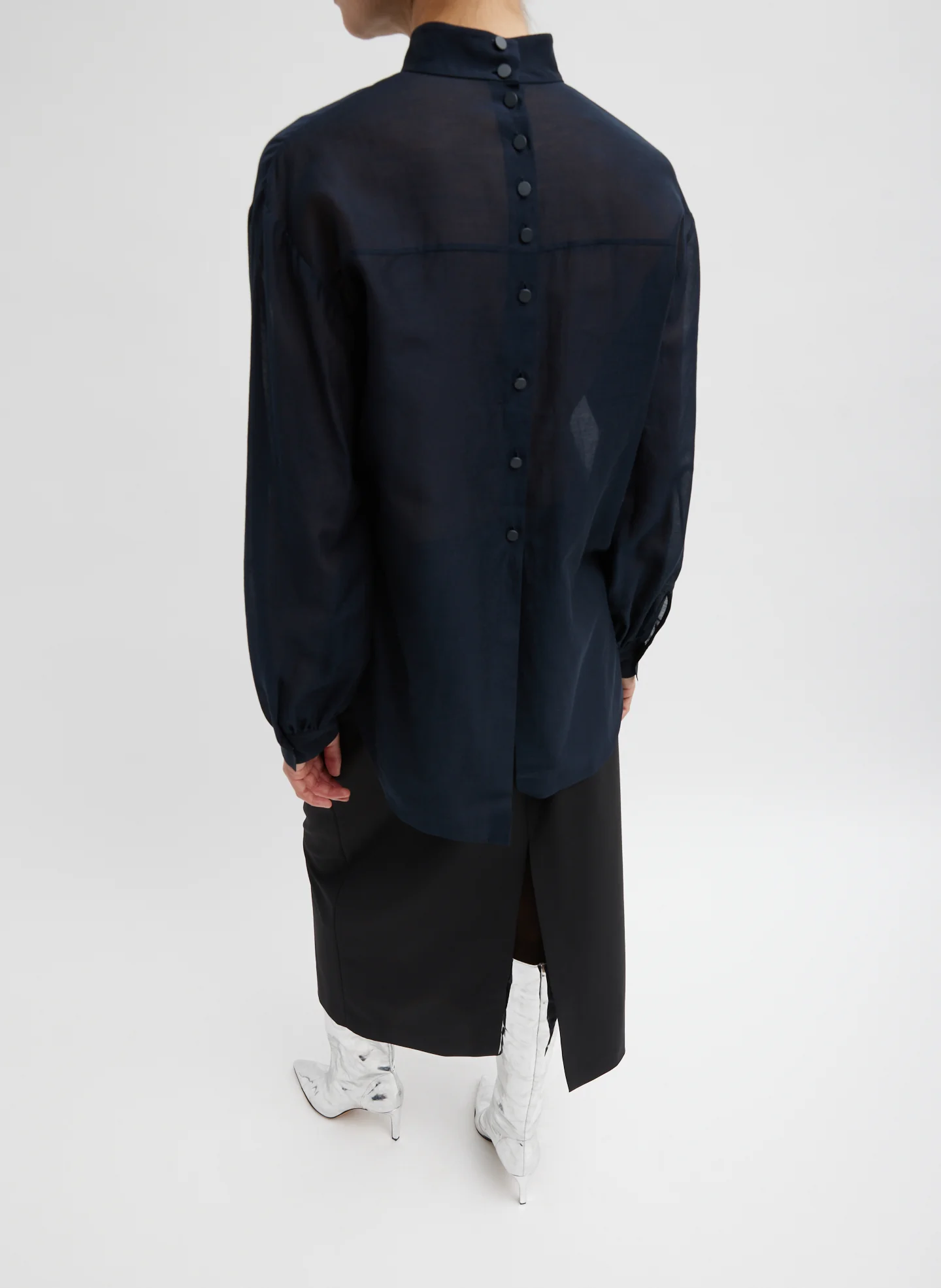 Silk Cotton Shirred Neck Blouse - Image 9
