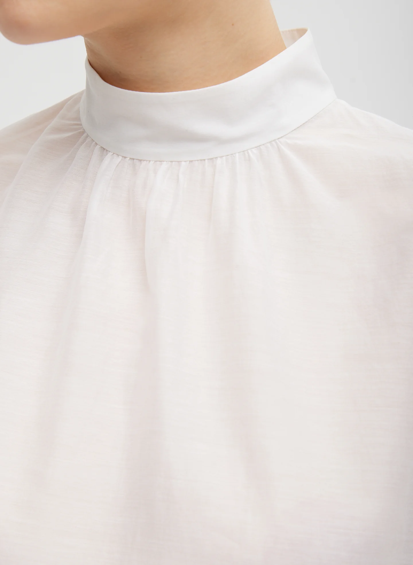Silk Cotton Shirred Neck Blouse - Image 3