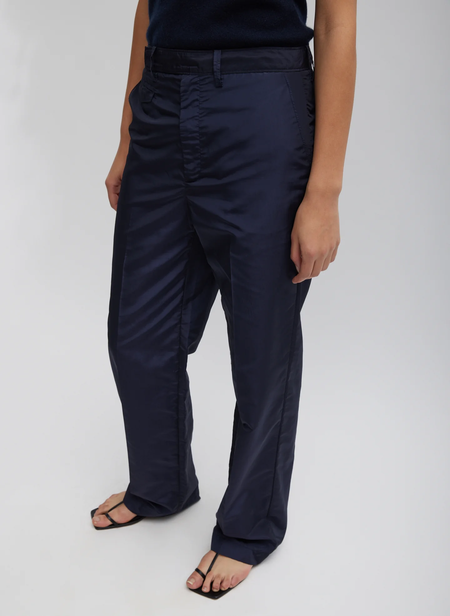 Silk Nylon Straight Leg Trouser