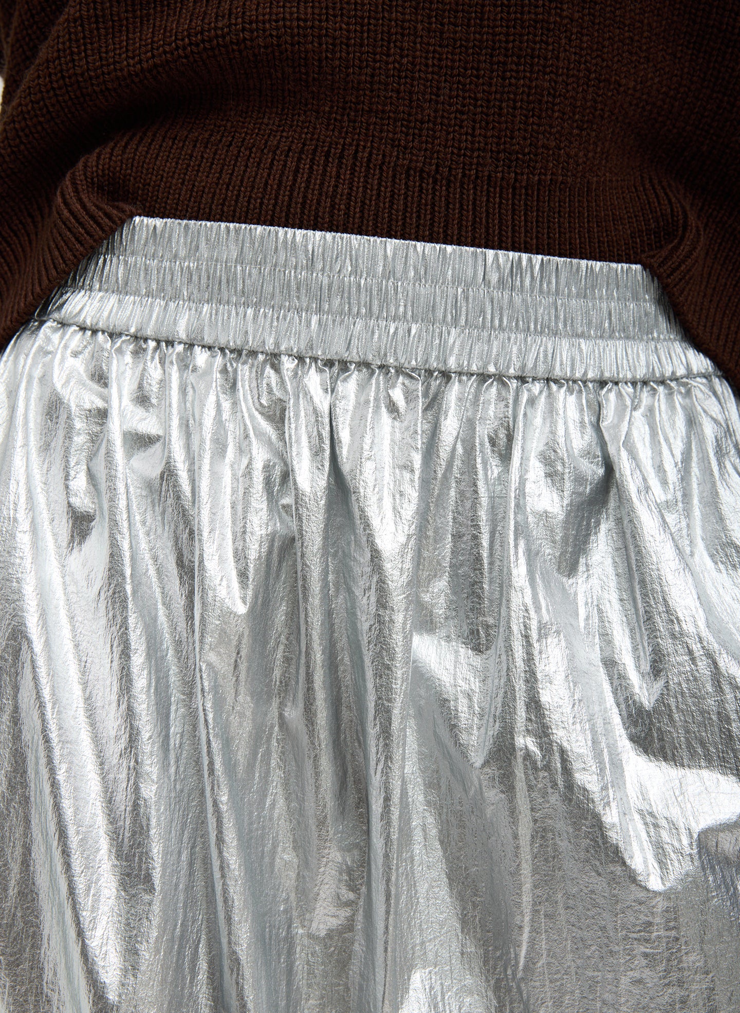 Silver Metallic Nylon Pull On Full Skirt - Image 6