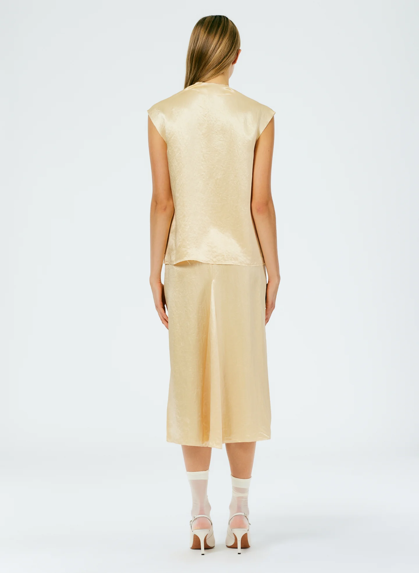 Sion Satin Godet Midi Skirt - Image 3