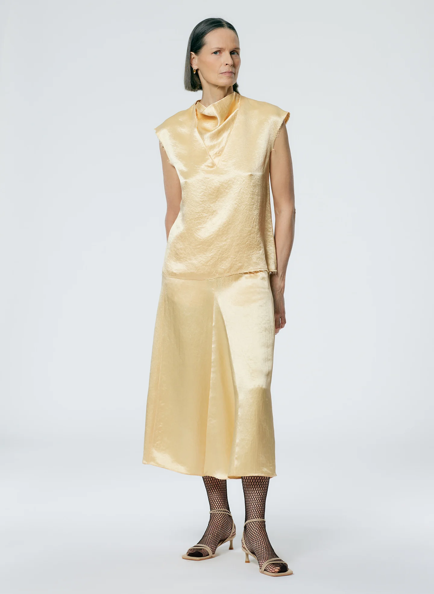 Sion Satin Godet Midi Skirt - Image 4