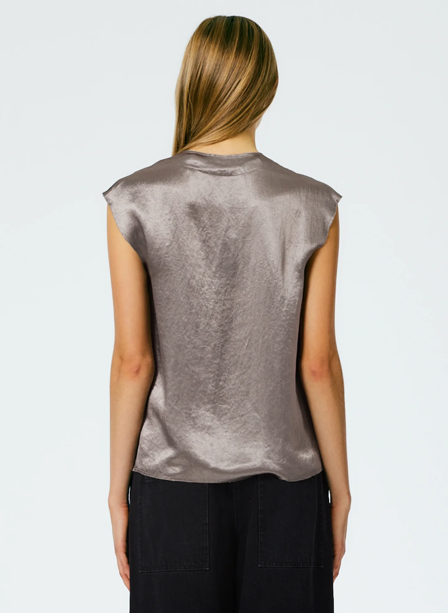 Sion Satin V-Neck Scarf Top - Image 4
