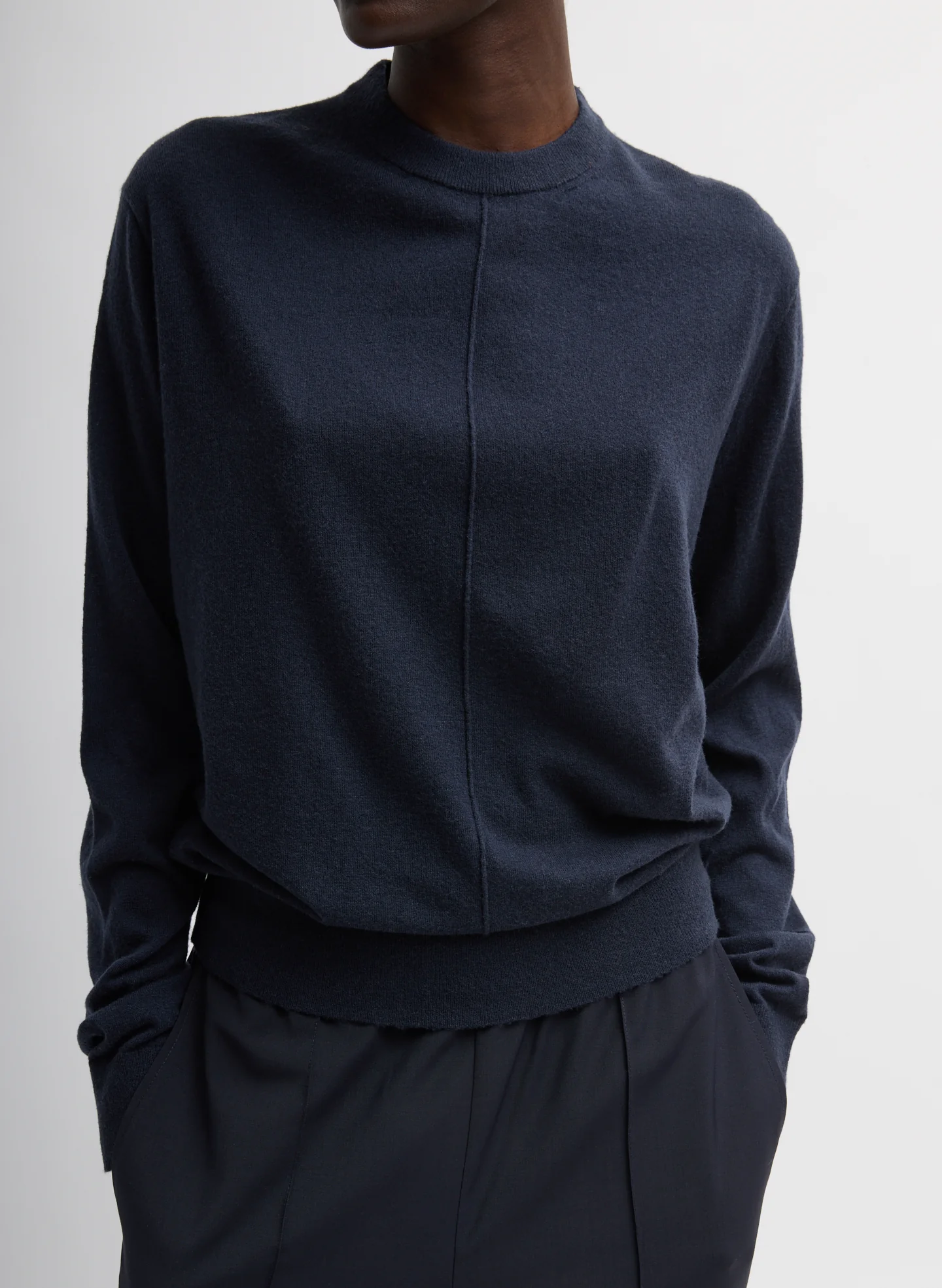 Skinlike Mercerized Wool Crewneck Pullover