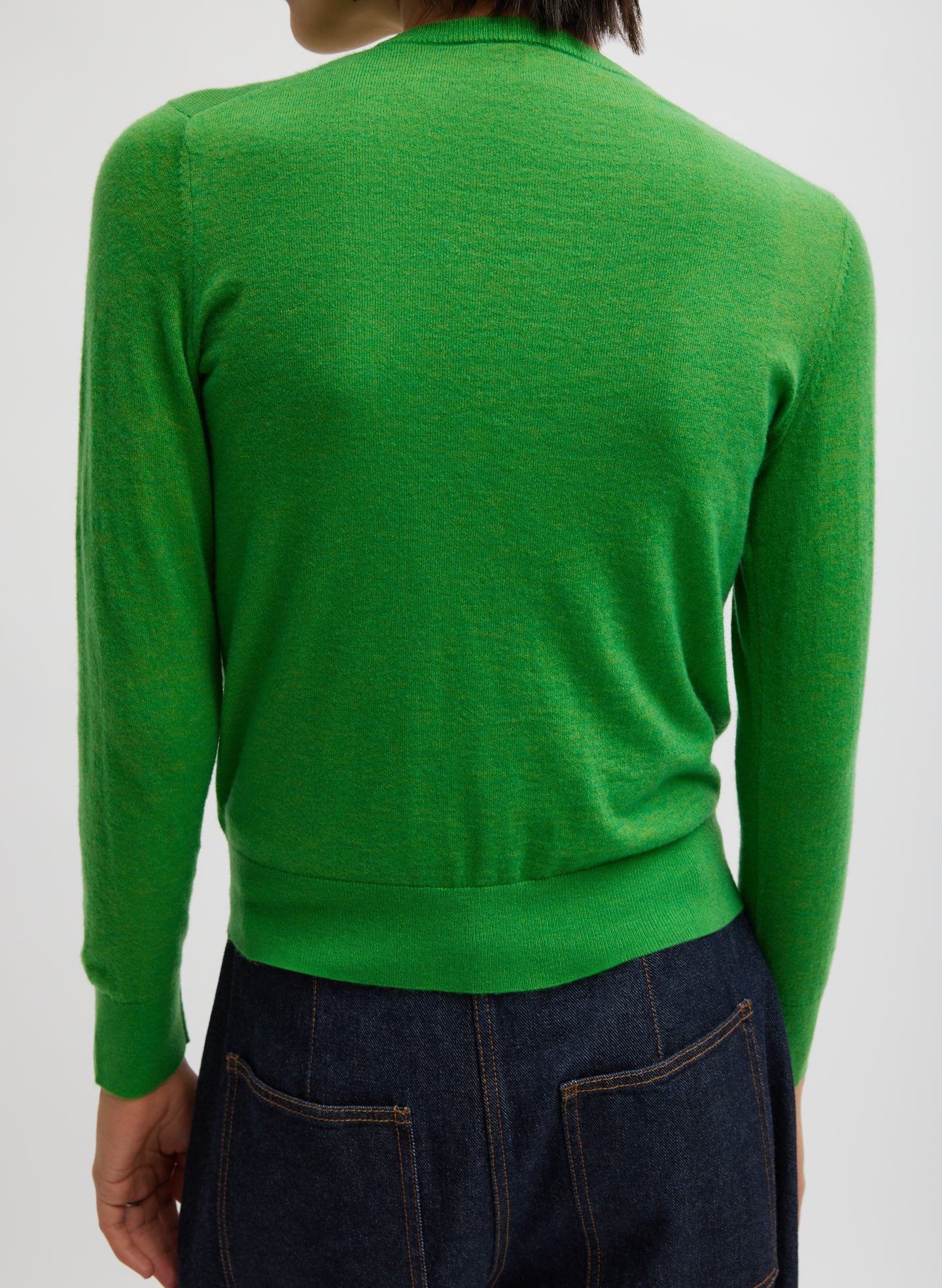 Skinlike Mercerized Wool Shrunken Cardigan - Image 3