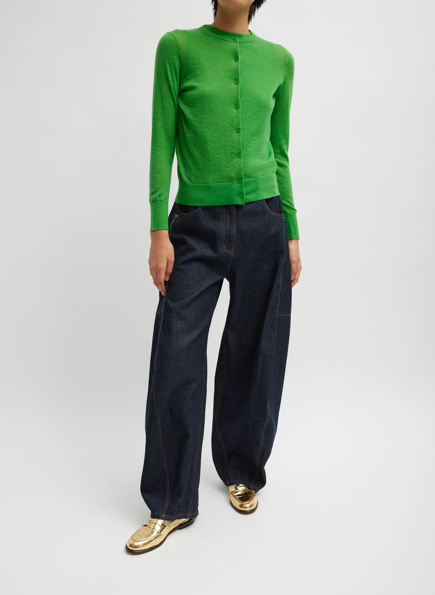 Skinlike Mercerized Wool Shrunken Cardigan - Image 4