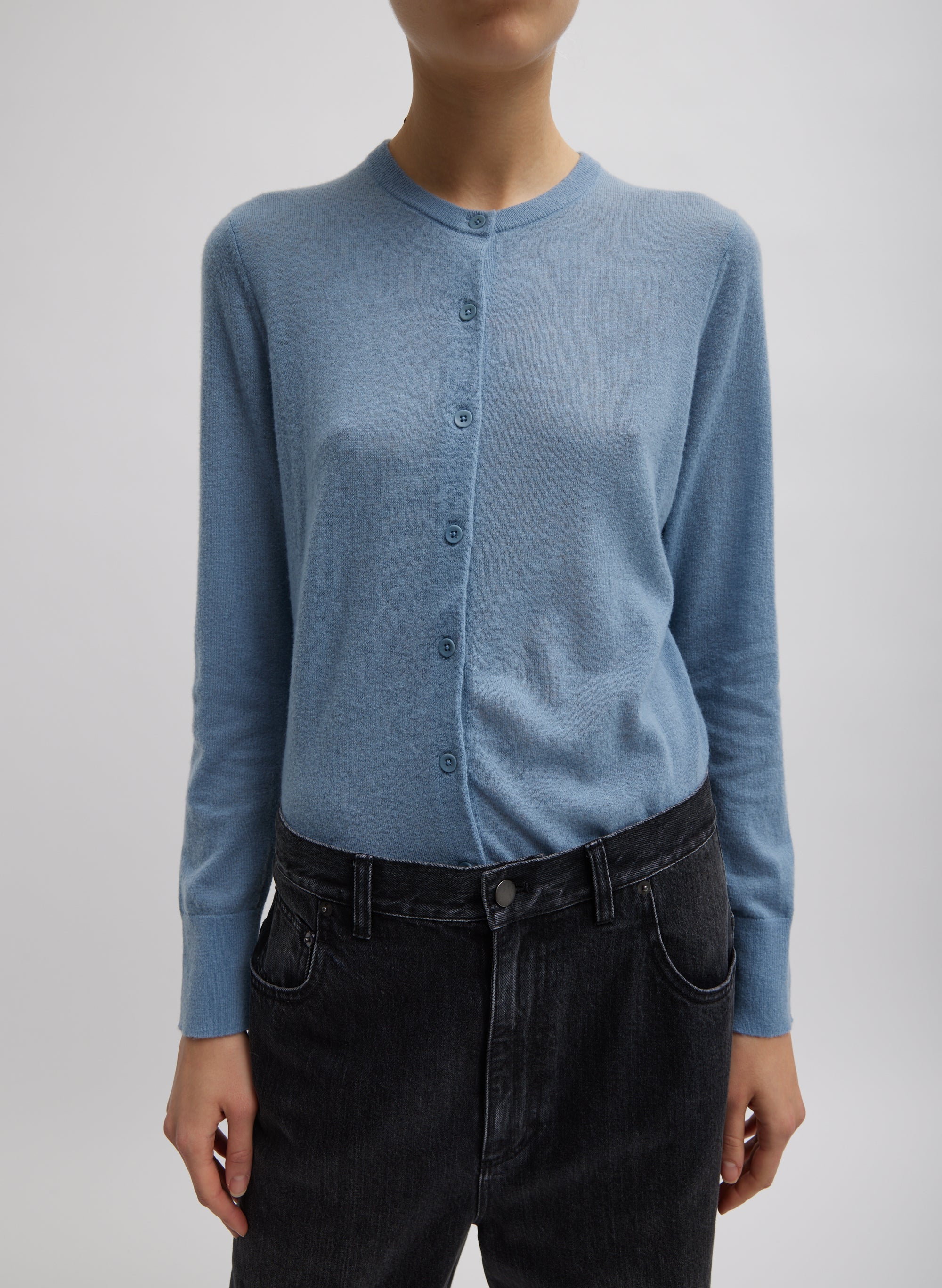 Skinlike Mercerized Wool Shrunken Cardigan - Image 2