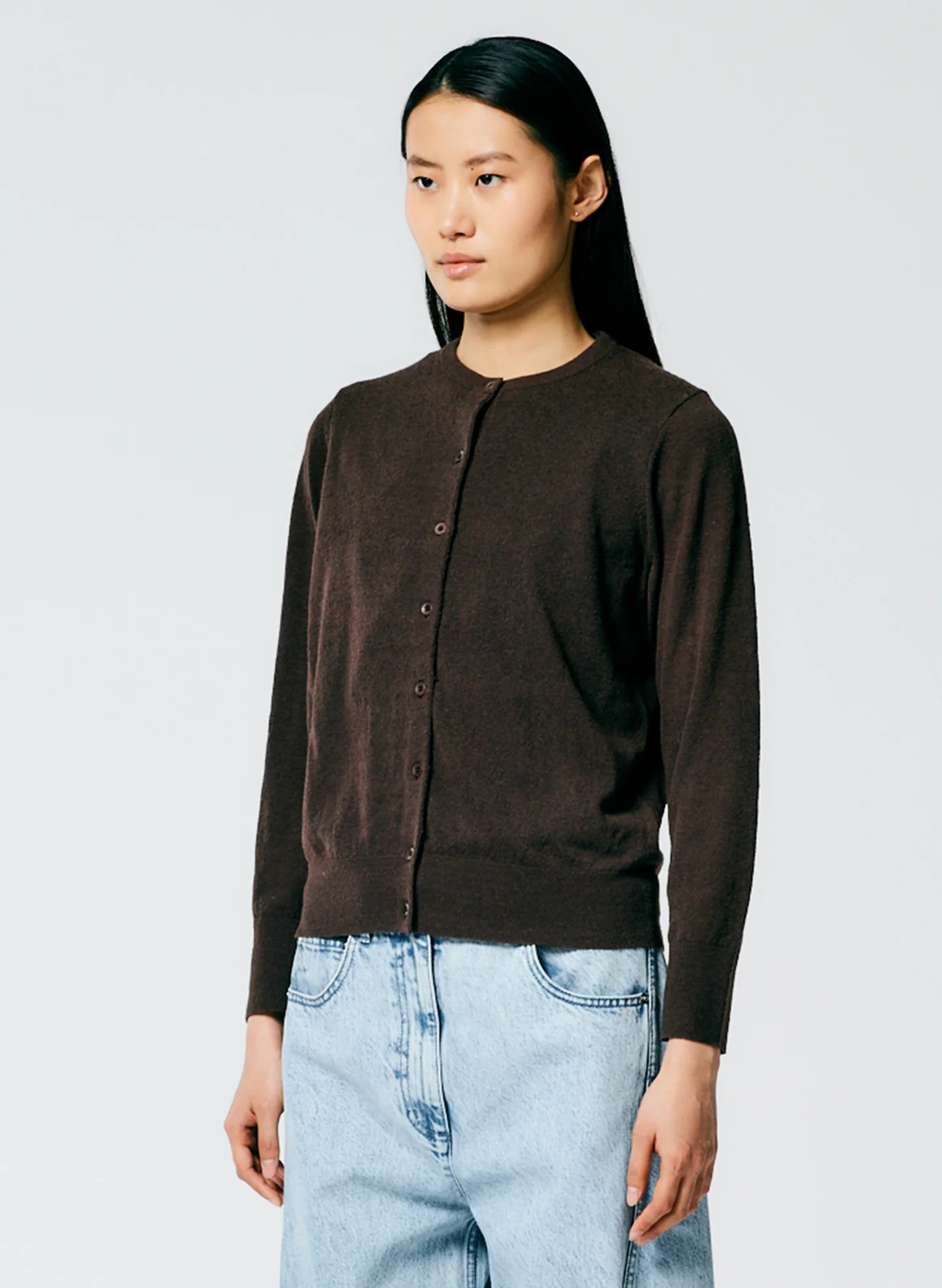 Skinlike Mercerized Wool Shrunken Cardigan - Image 3
