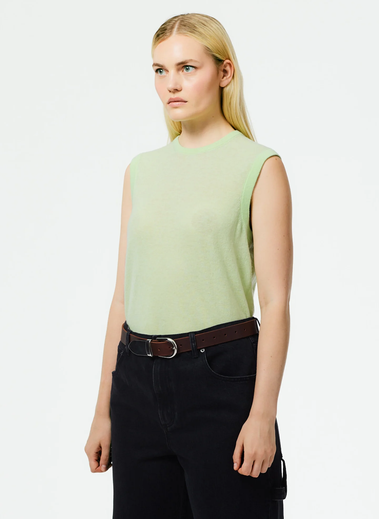 Skinlike Mercerized Wool Sleeveless Sweater - Image 3