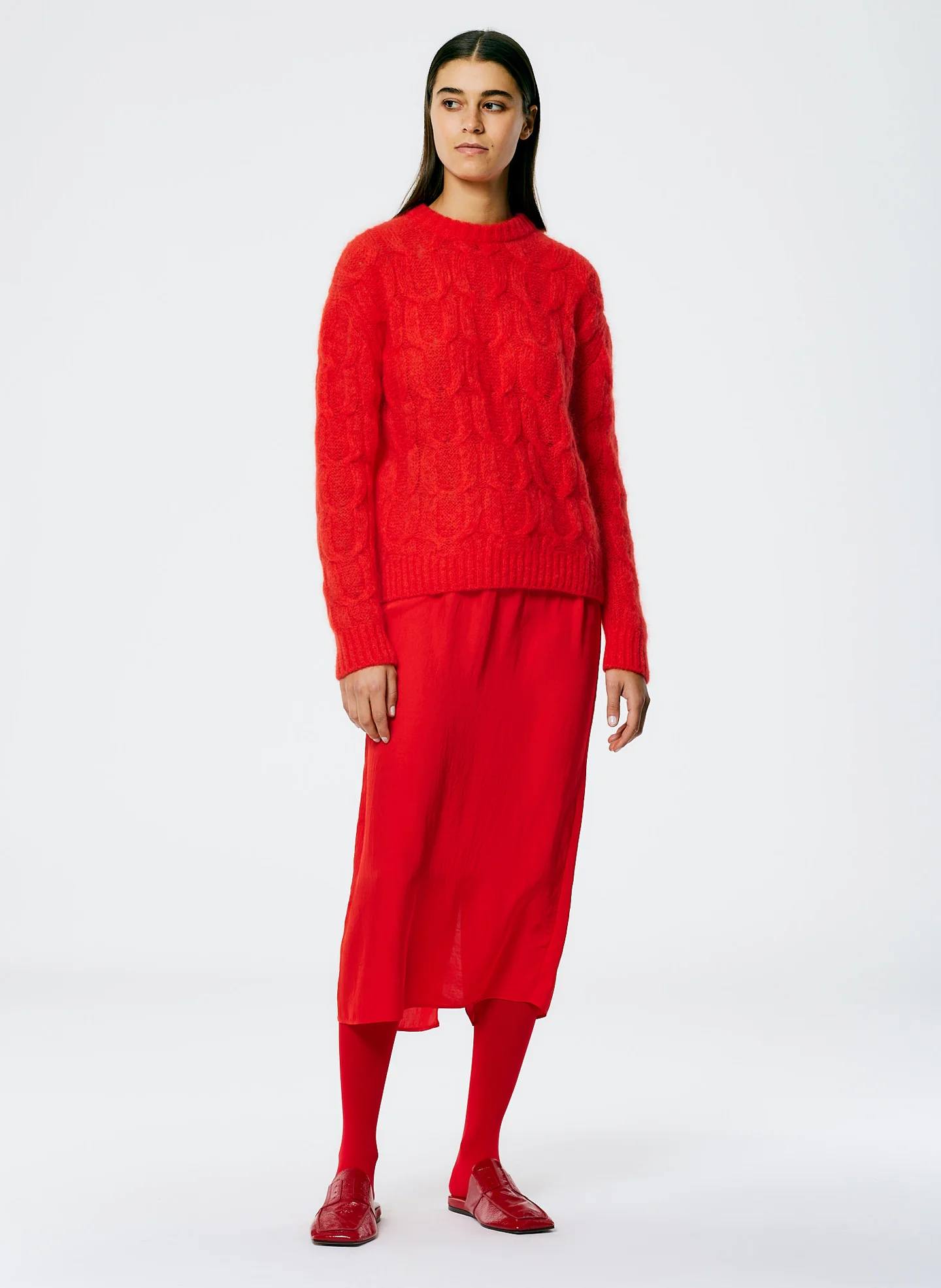 Soft Mohair Cable Crewneck Easy Pullover - Image 4
