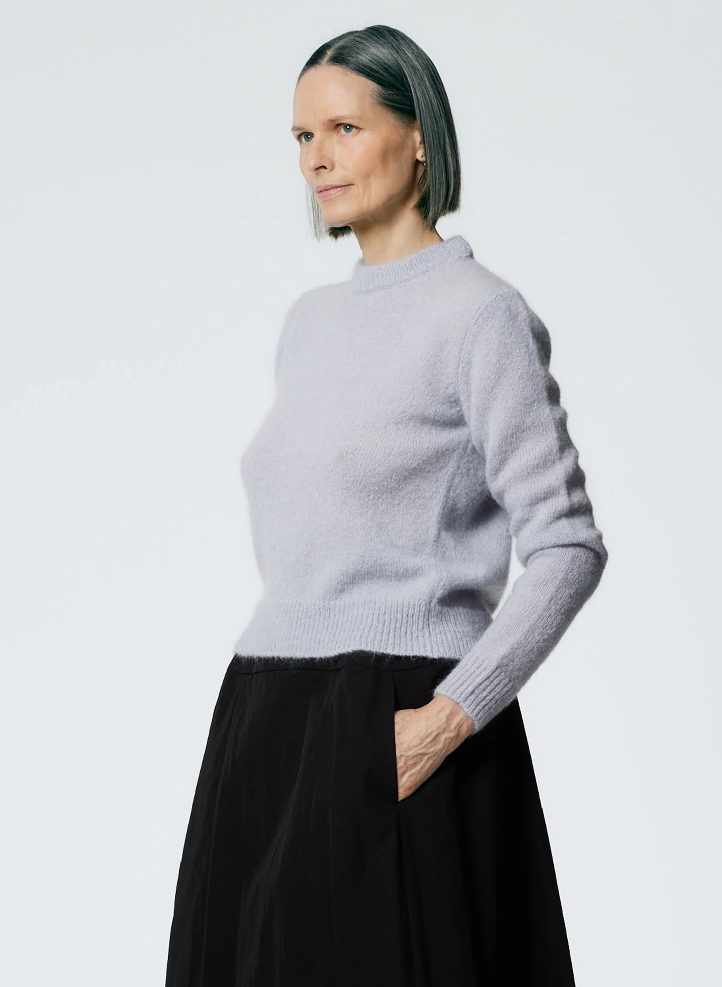 Soft Mohair Shrunken Crewneck Pullover - Image 2