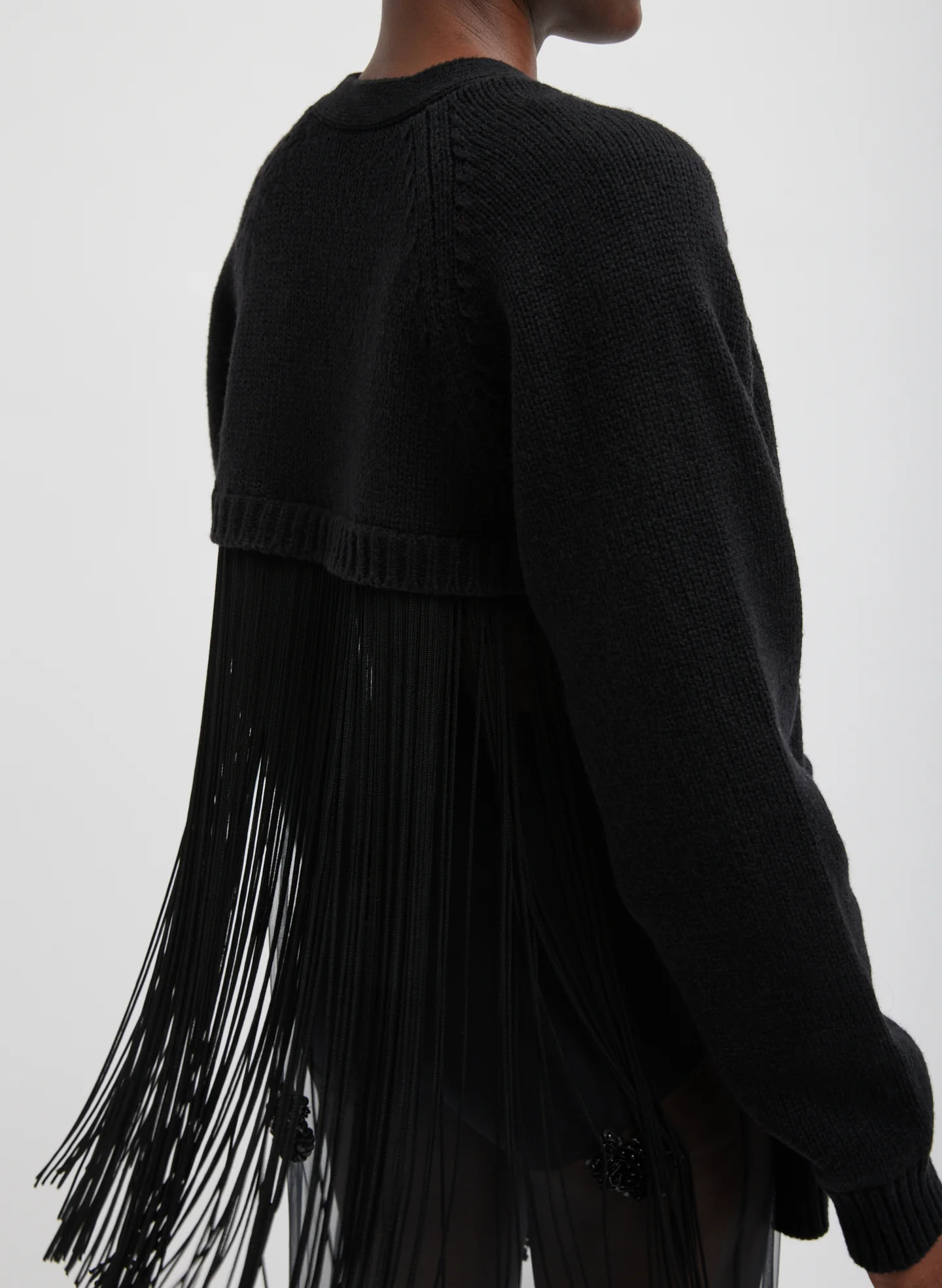 Soft Sweater Fringed Half Cardigan - Image 3