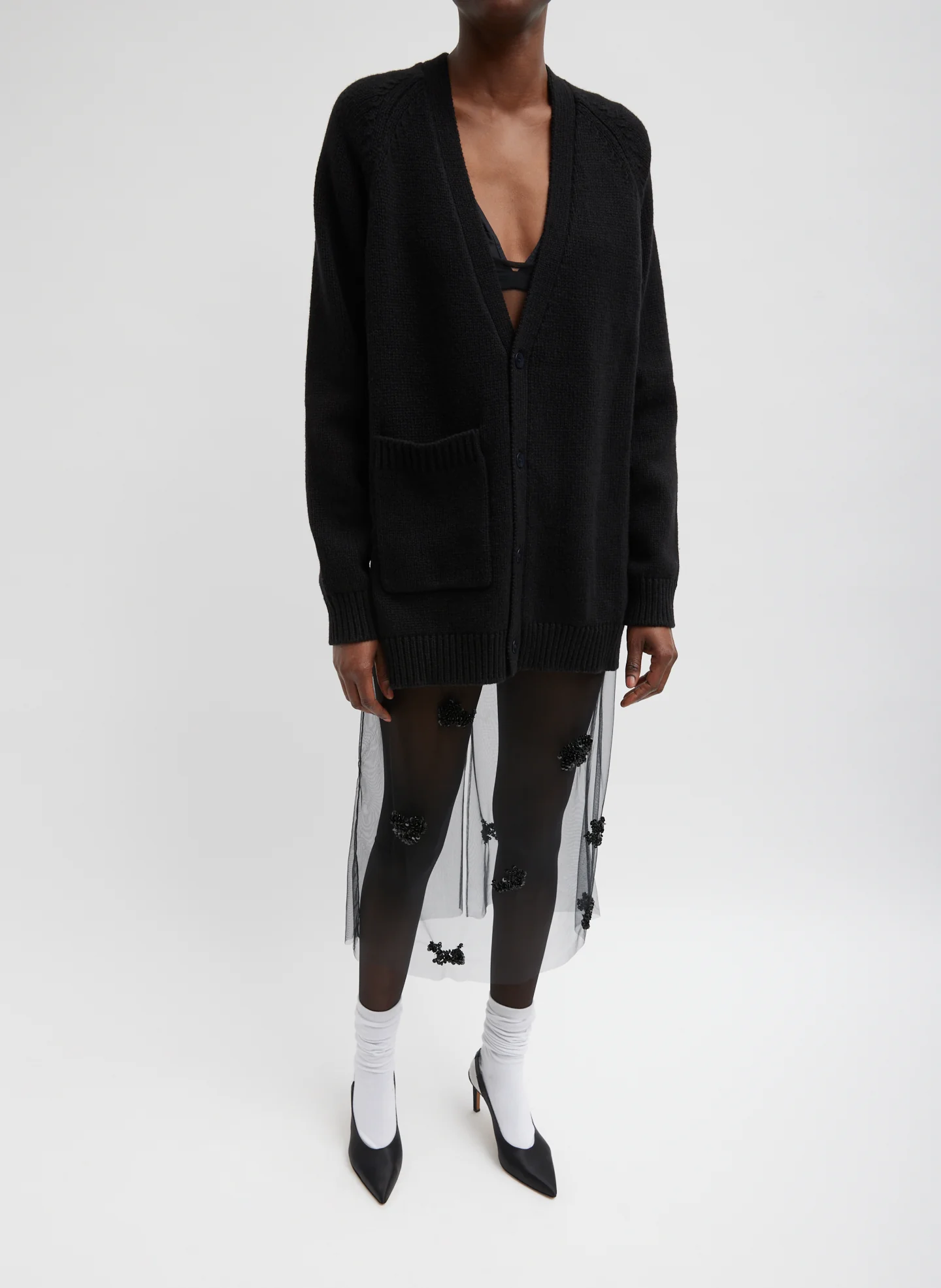 Soft Sweater Fringed Half Cardigan - Image 4