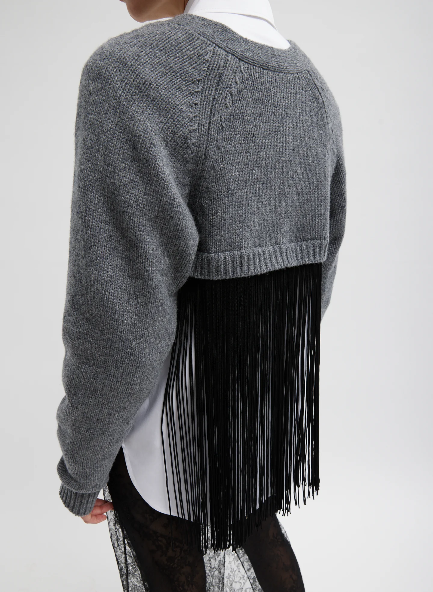Soft Sweater Fringed Half Cardigan - Image 5