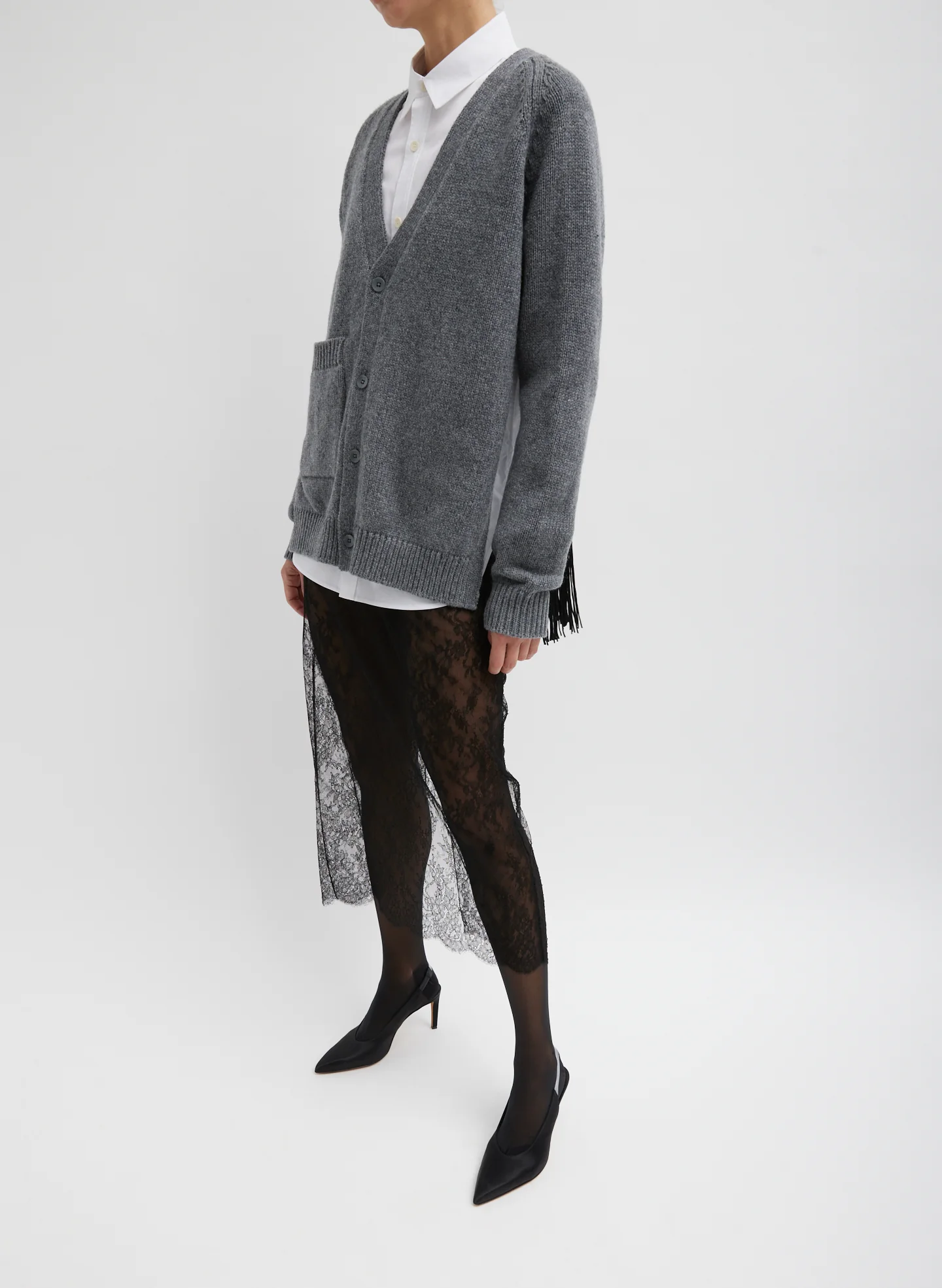 Soft Sweater Fringed Half Cardigan - Image 6