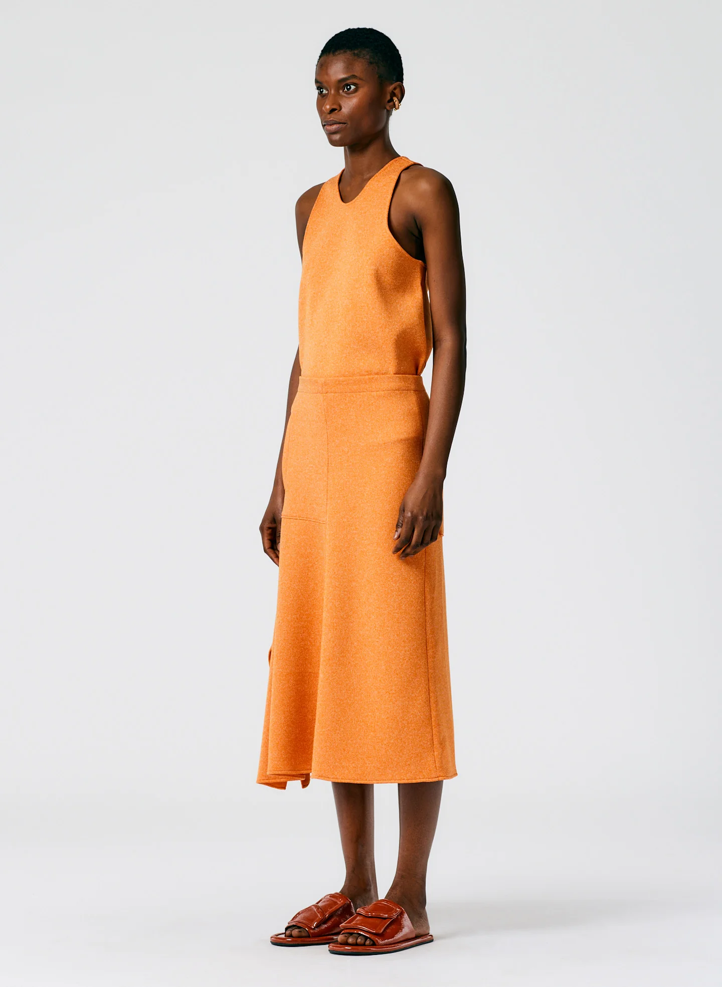 Speckled Knit Asymmetrical Flare Skirt - Image 3