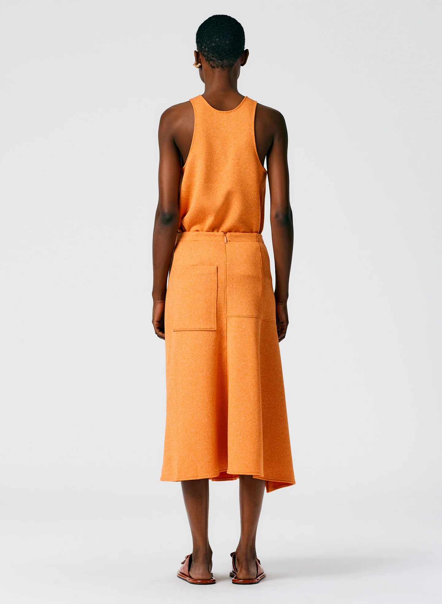 Speckled Knit Asymmetrical Flare Skirt - Image 4