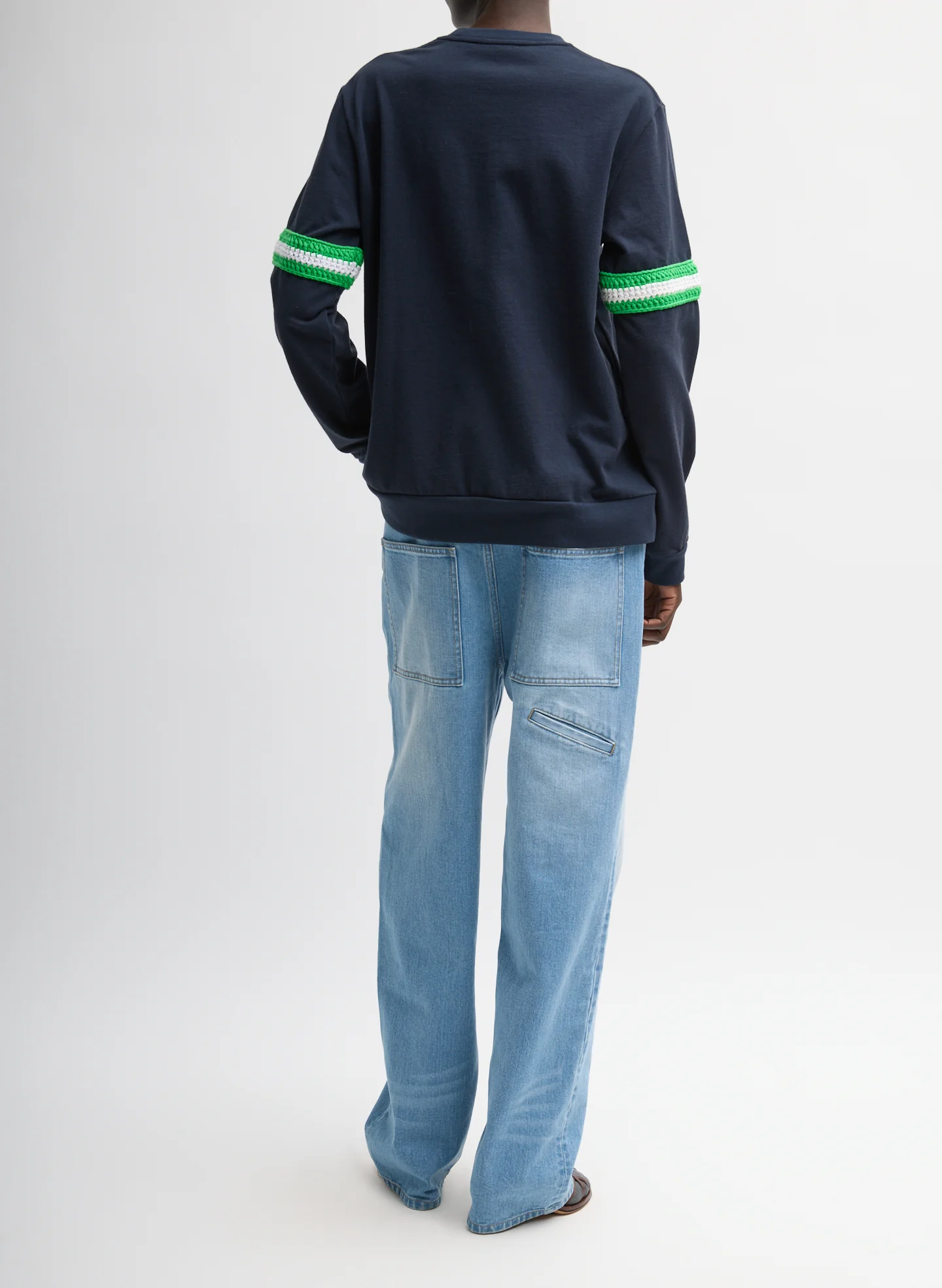 Sport Knit Crewneck T-Shirt With Crochet Trim - Image 3