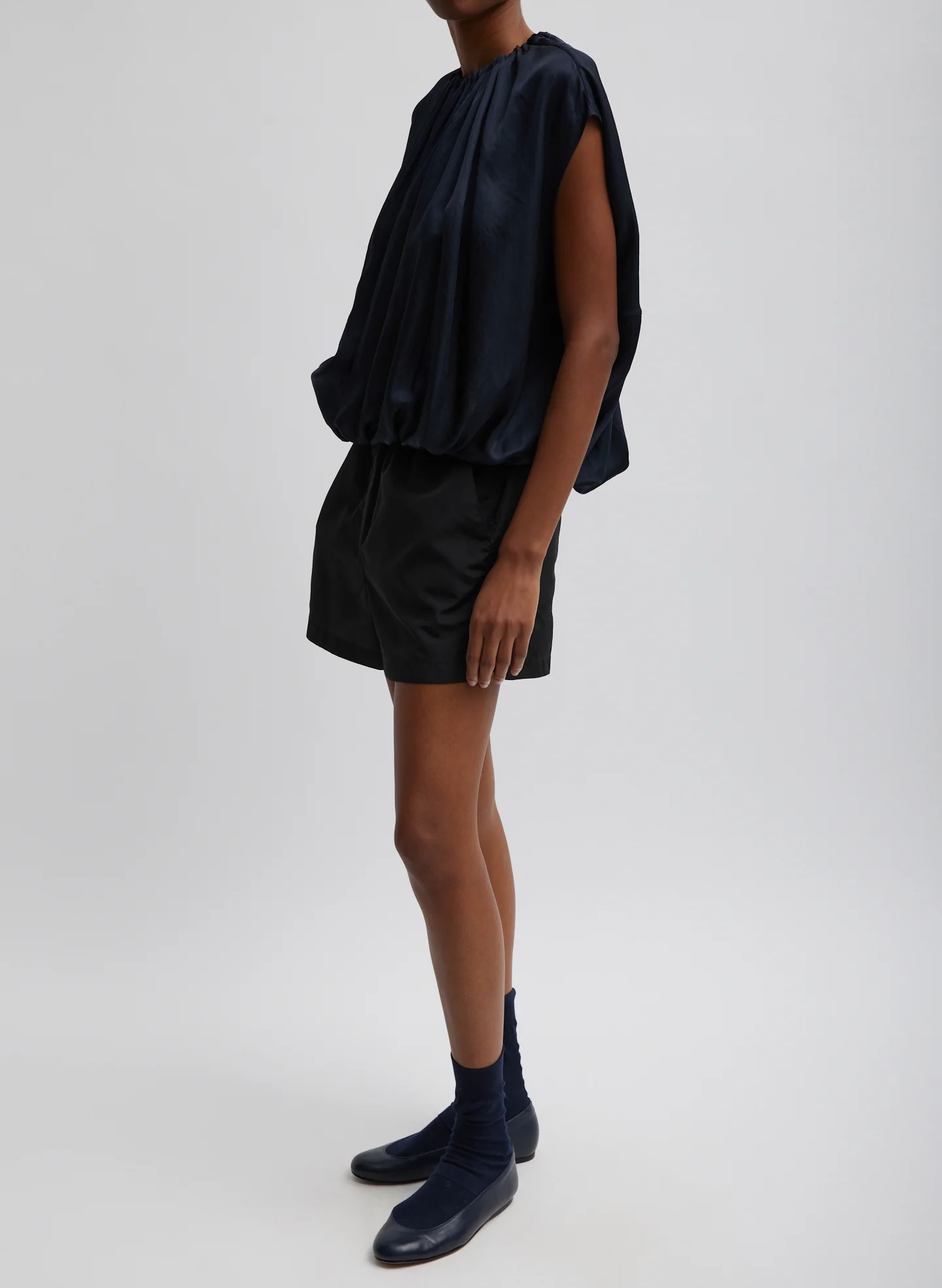 Spring Acetate Shirred Neck Circular Top - Image 3