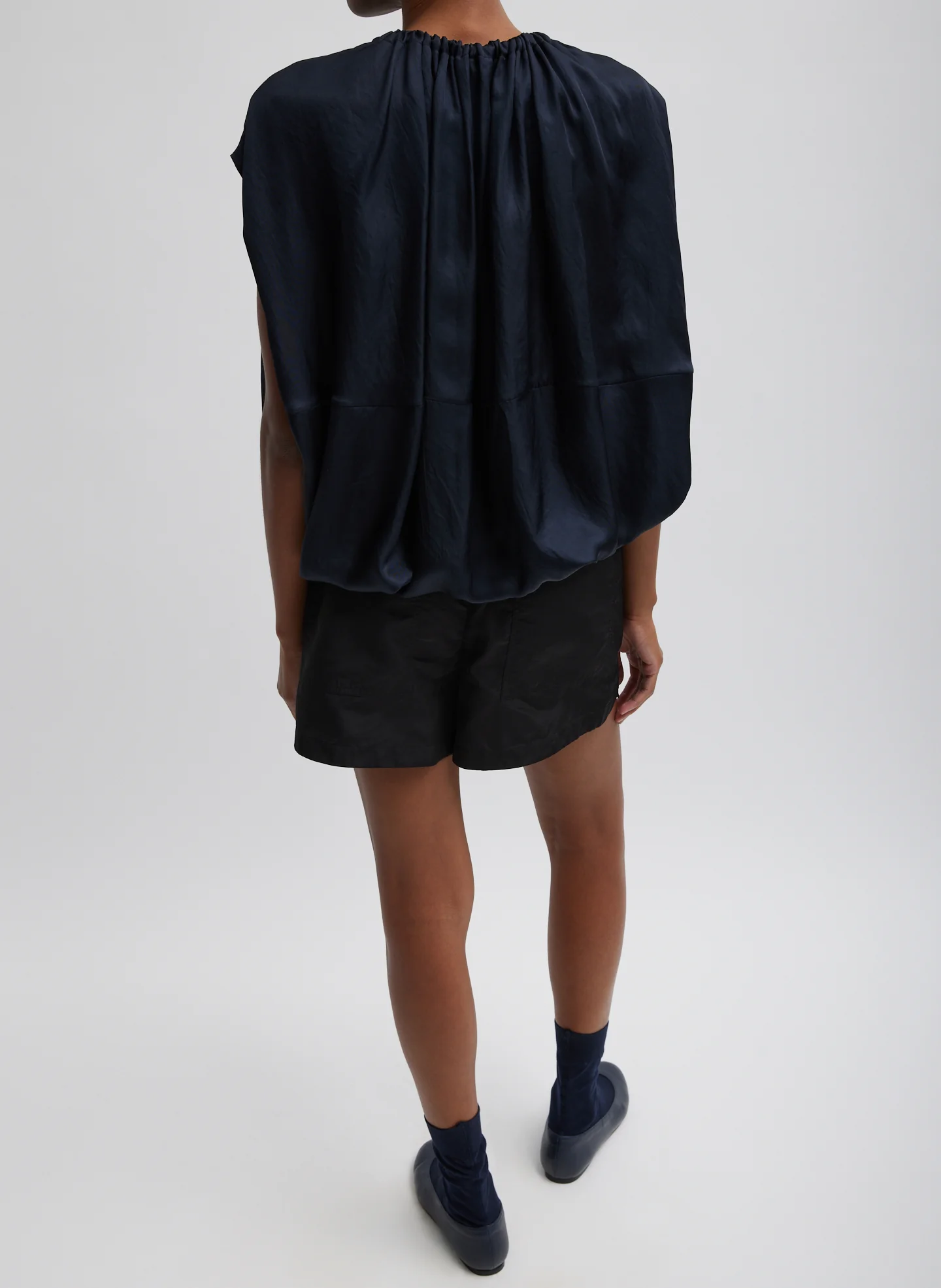 Spring Acetate Shirred Neck Circular Top - Image 4