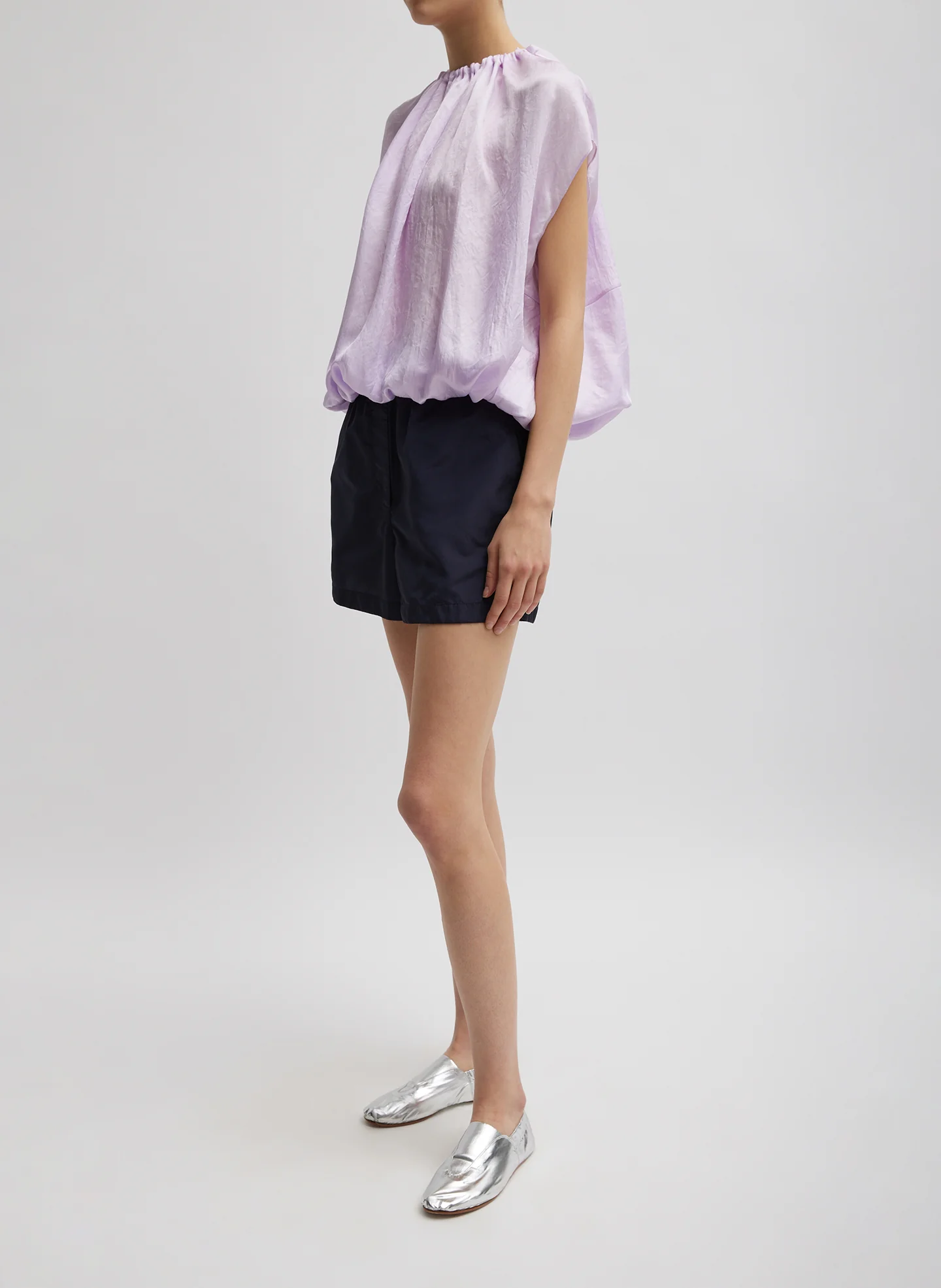 Spring Acetate Shirred Neck Circular Top - Image 3