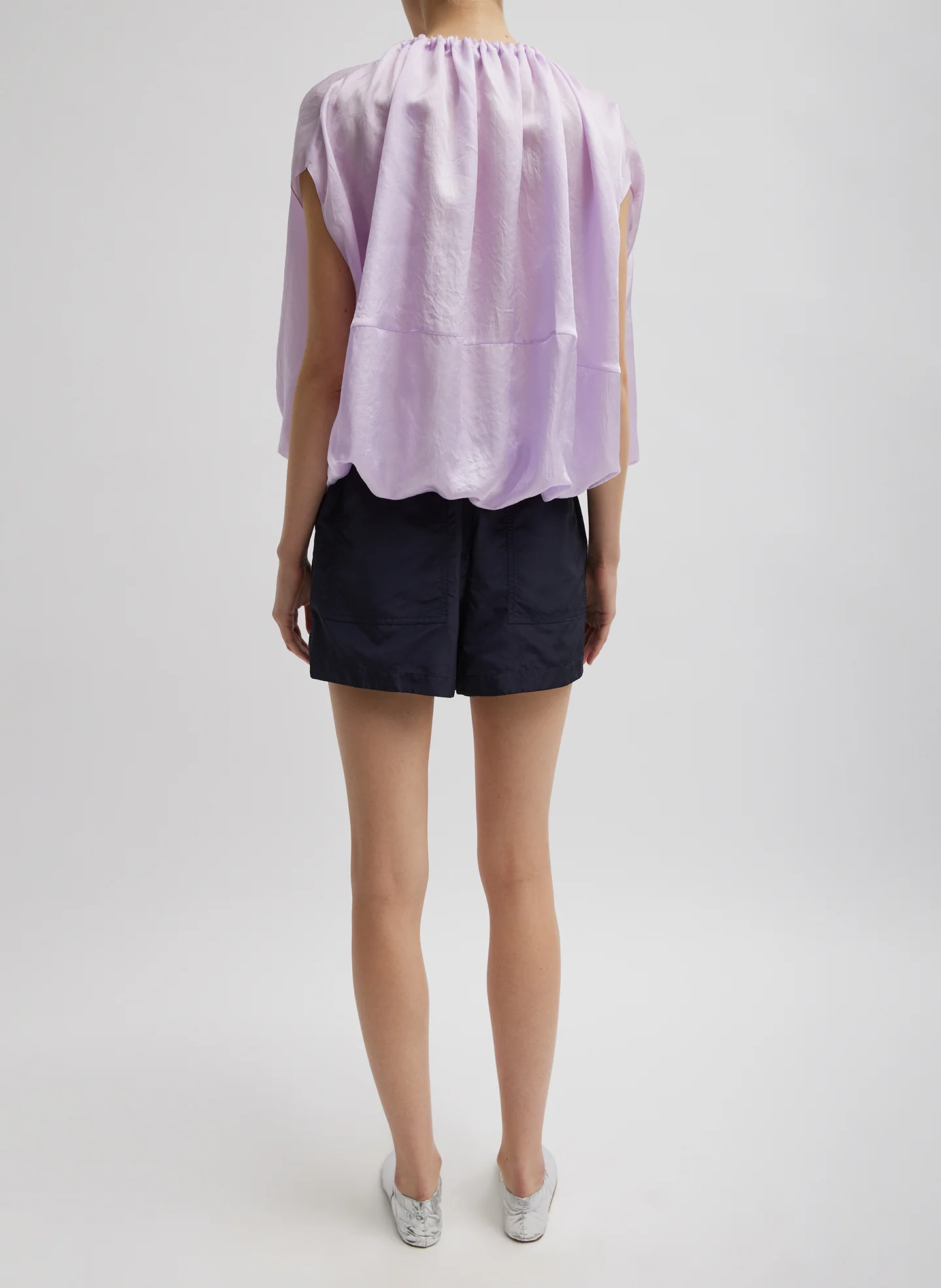 Spring Acetate Shirred Neck Circular Top - Image 4