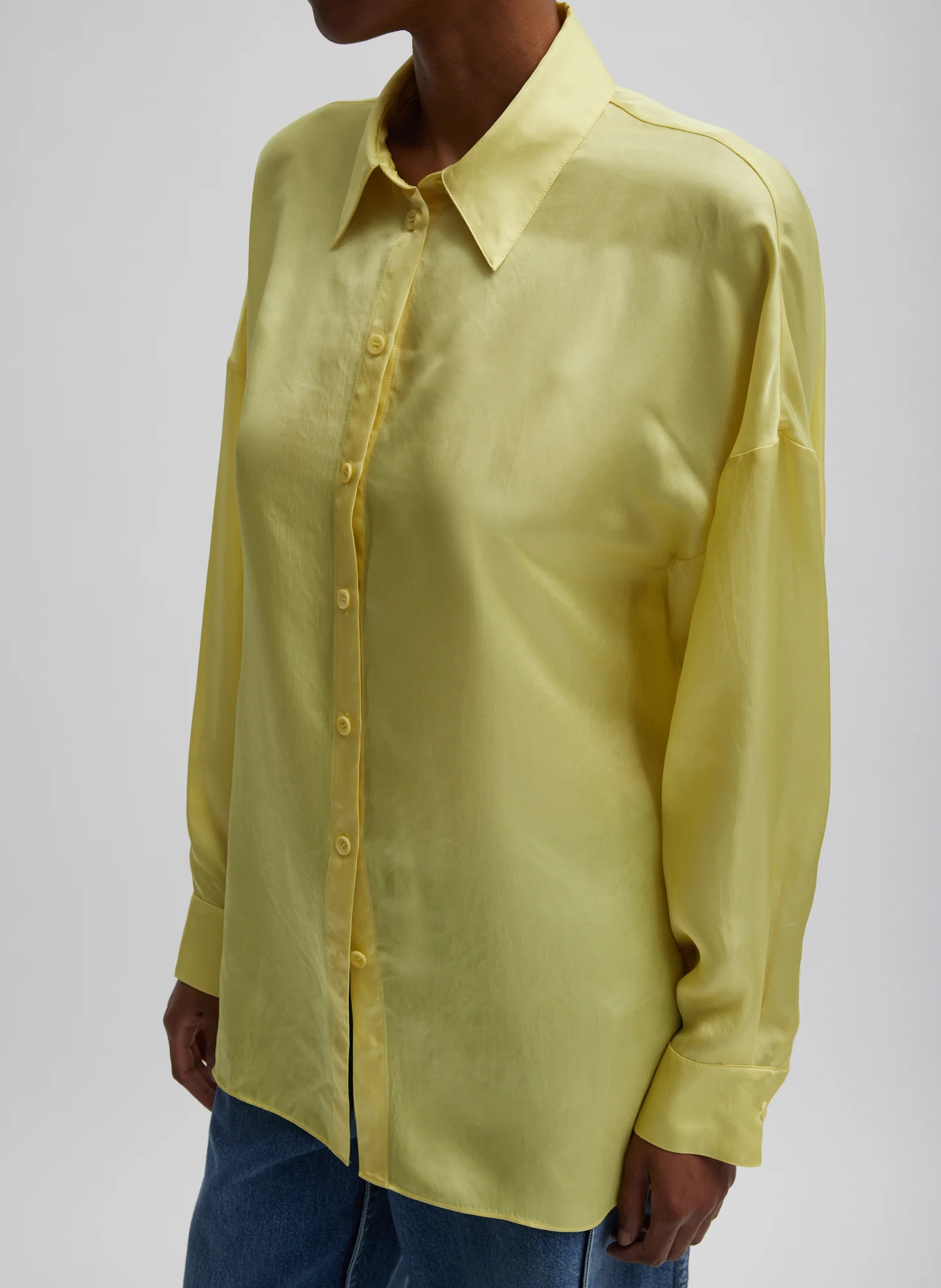 Spring Acetate Shirt With Cocoon Back
