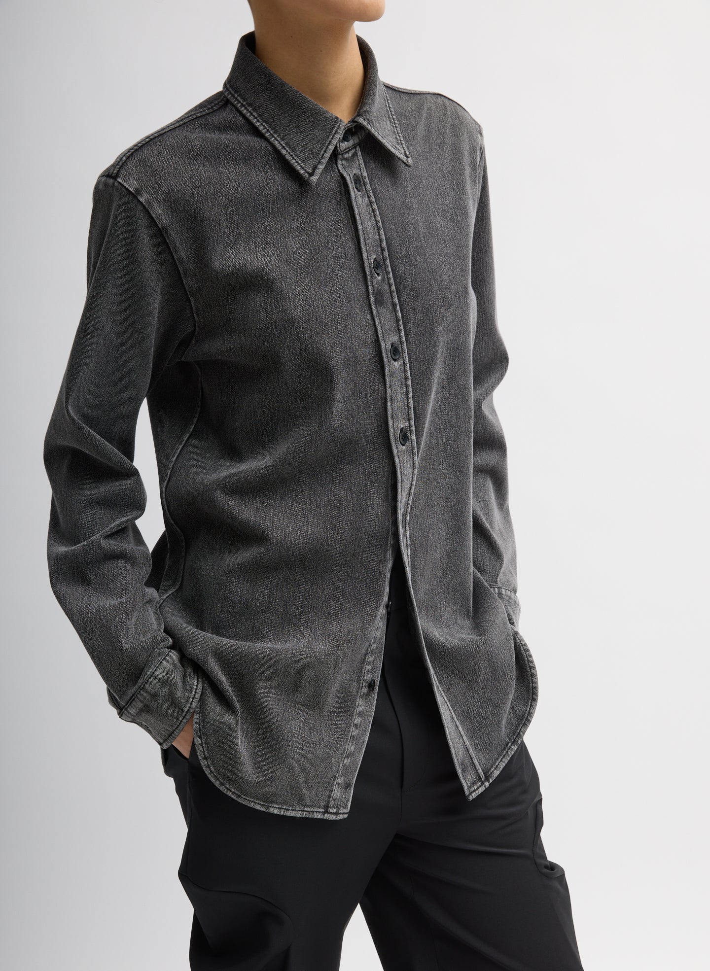 Stretch Denim Easy Shirt