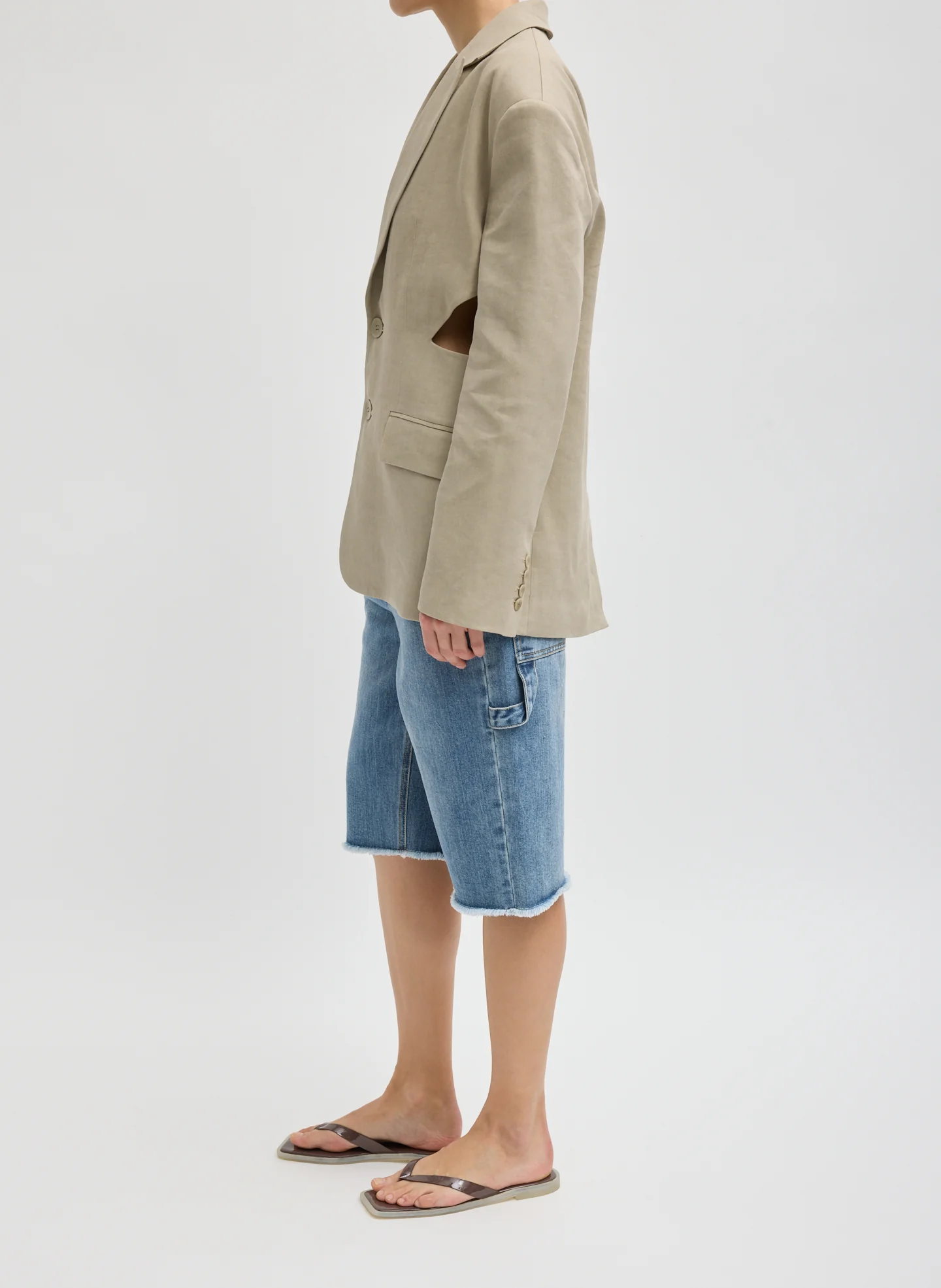 Stretch Linen Viscose Side Cut Blazer - Image 3