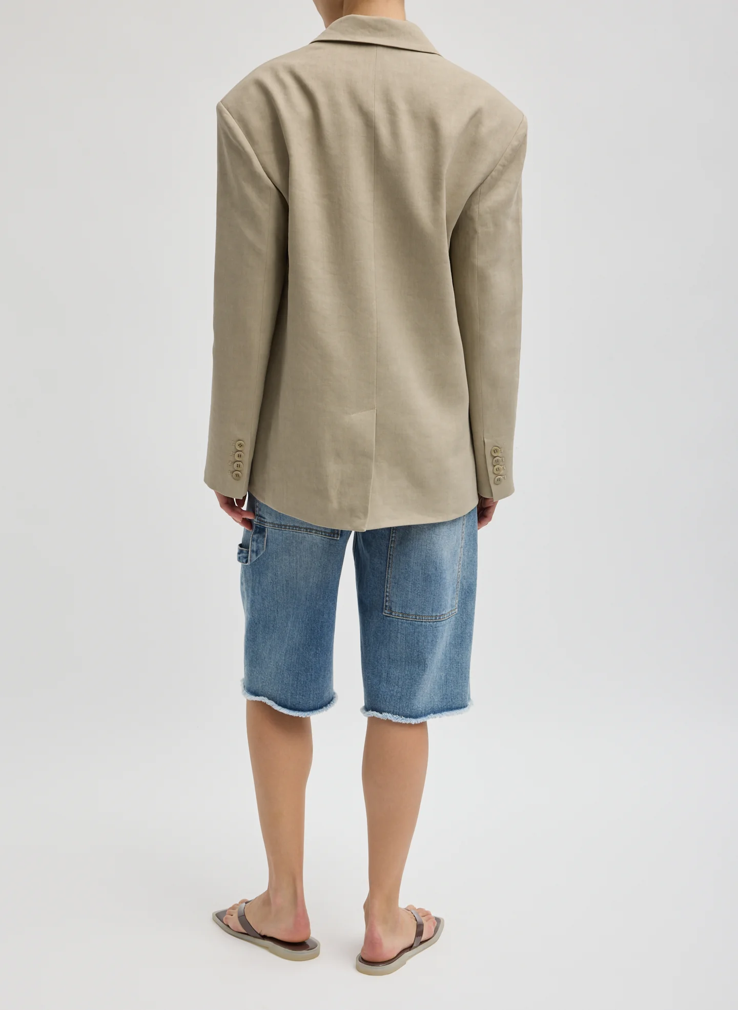Stretch Linen Viscose Side Cut Blazer - Image 4
