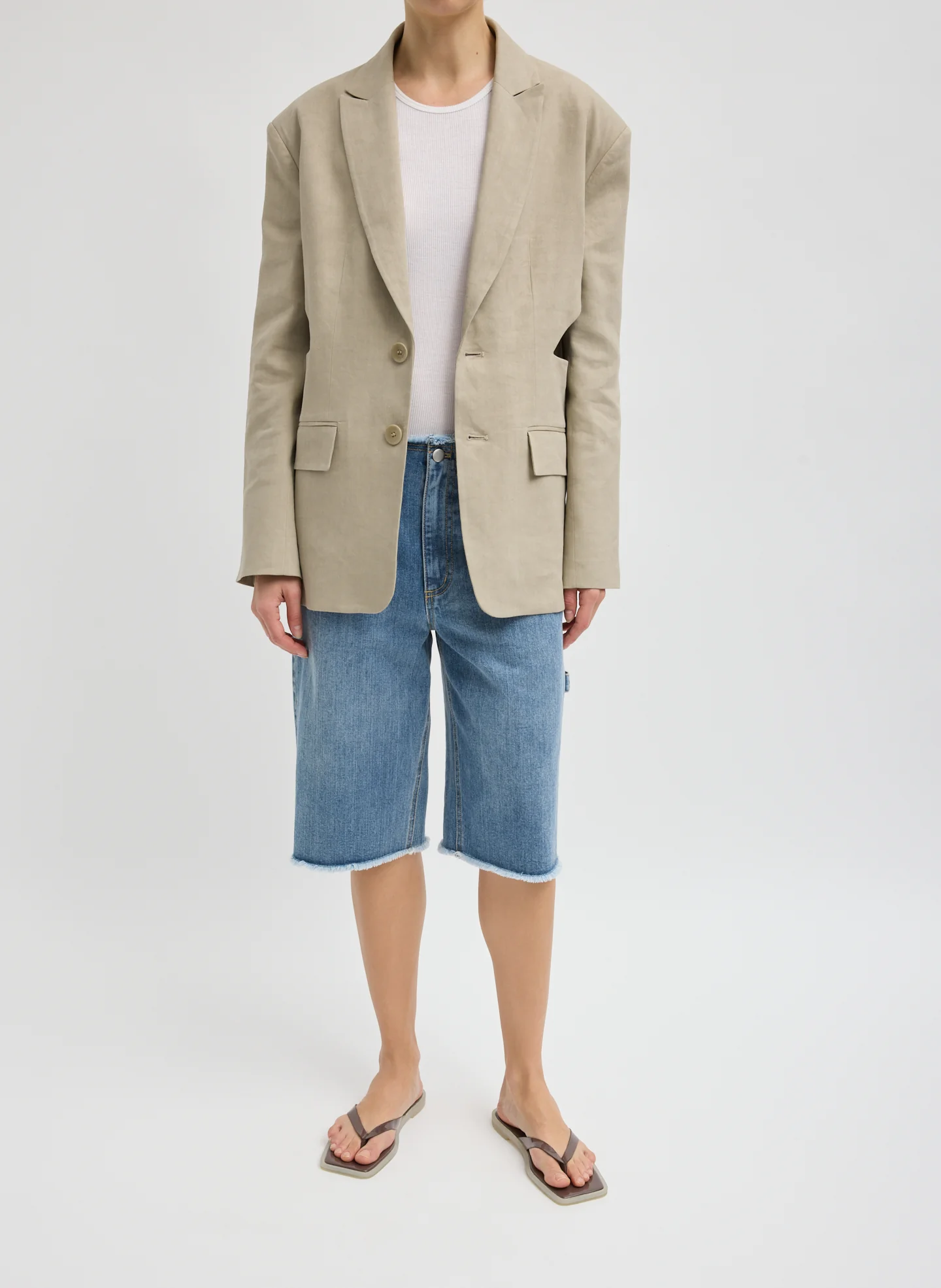 Stretch Linen Viscose Side Cut Blazer - Image 6