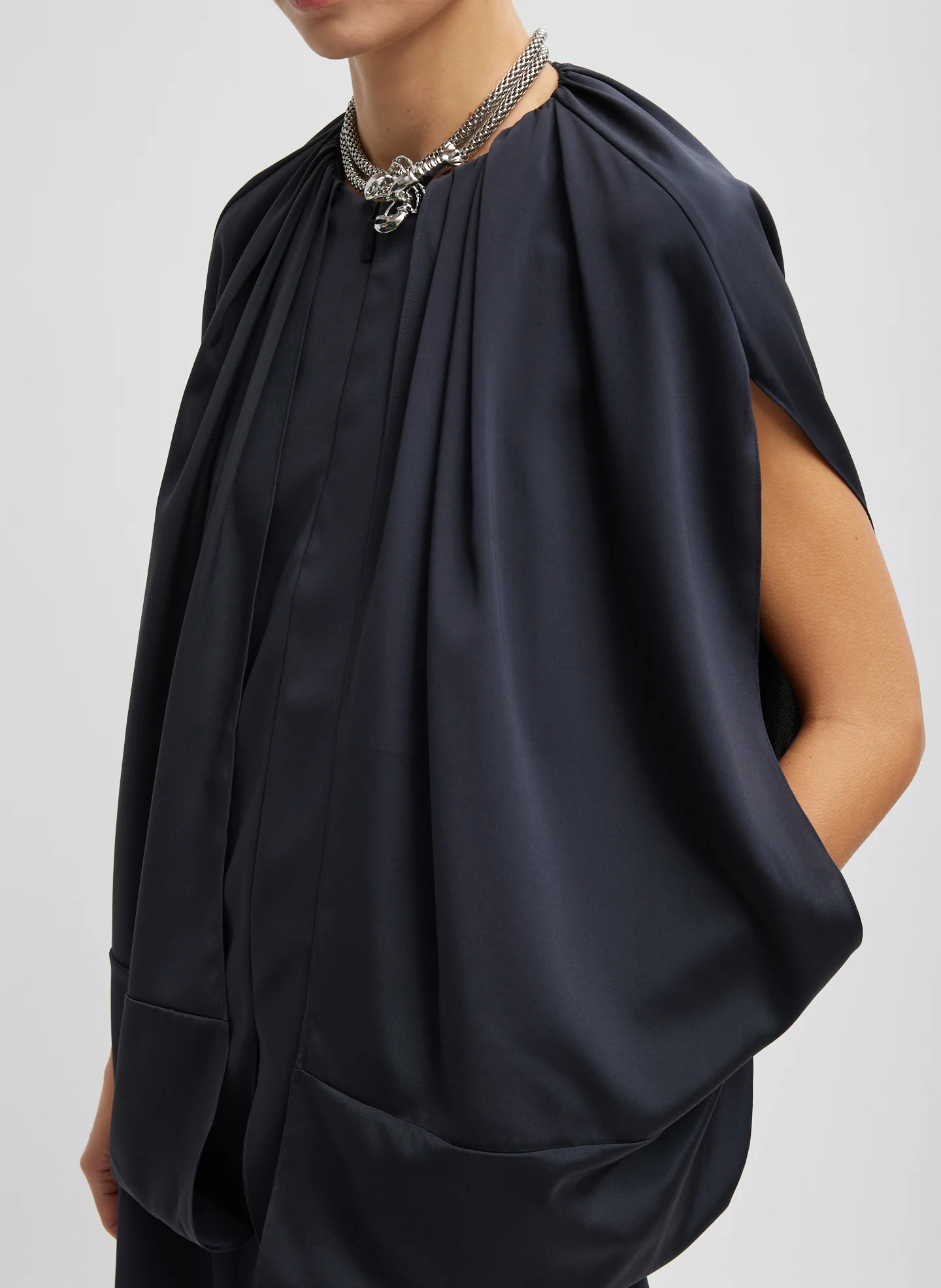 Stretch Silk Nylon Cape Top