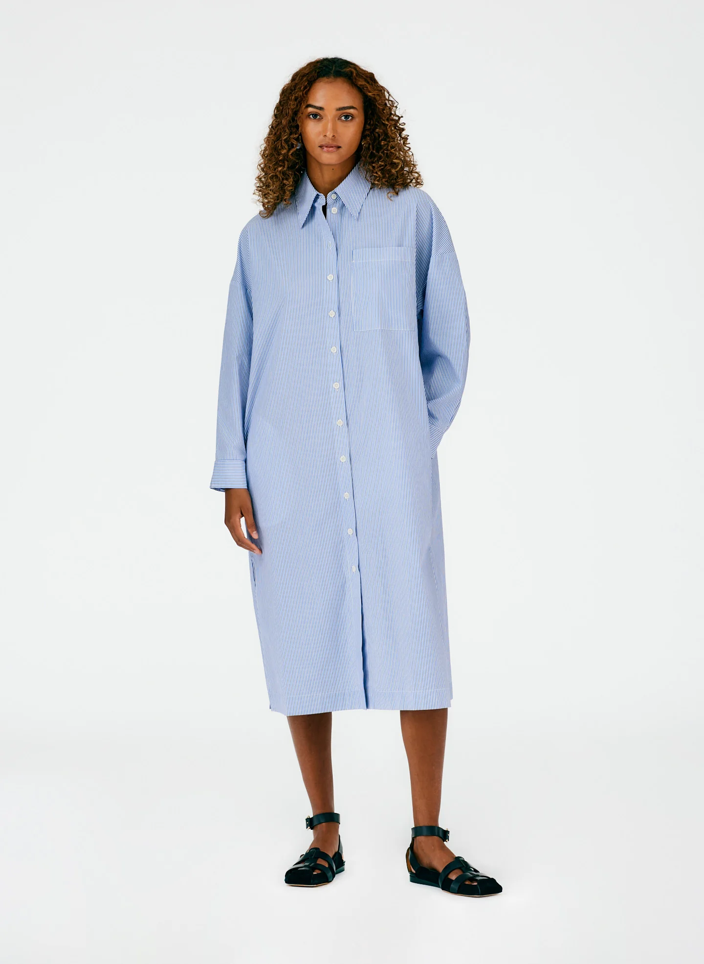 Striped Shirting Shirtdress - Image 6