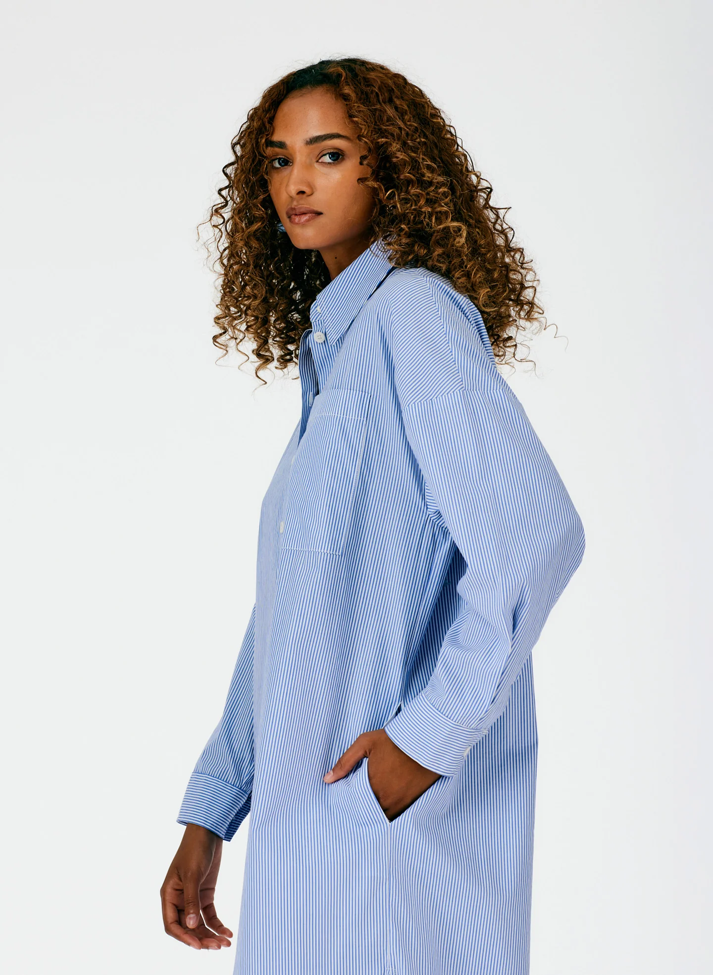 Striped Shirting Shirtdress - Image 7