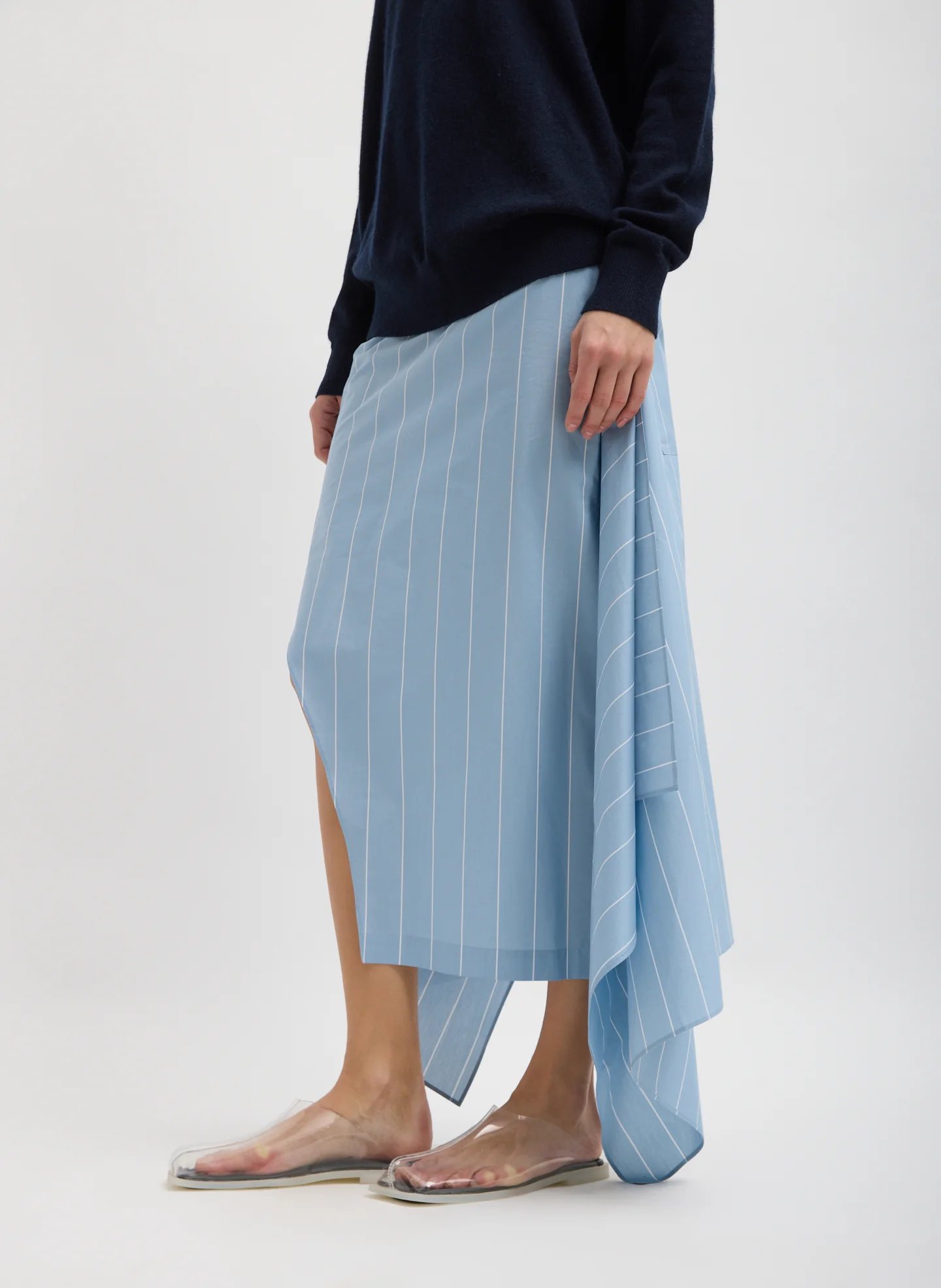 Striped Tech Poplin Tie Front Skirt