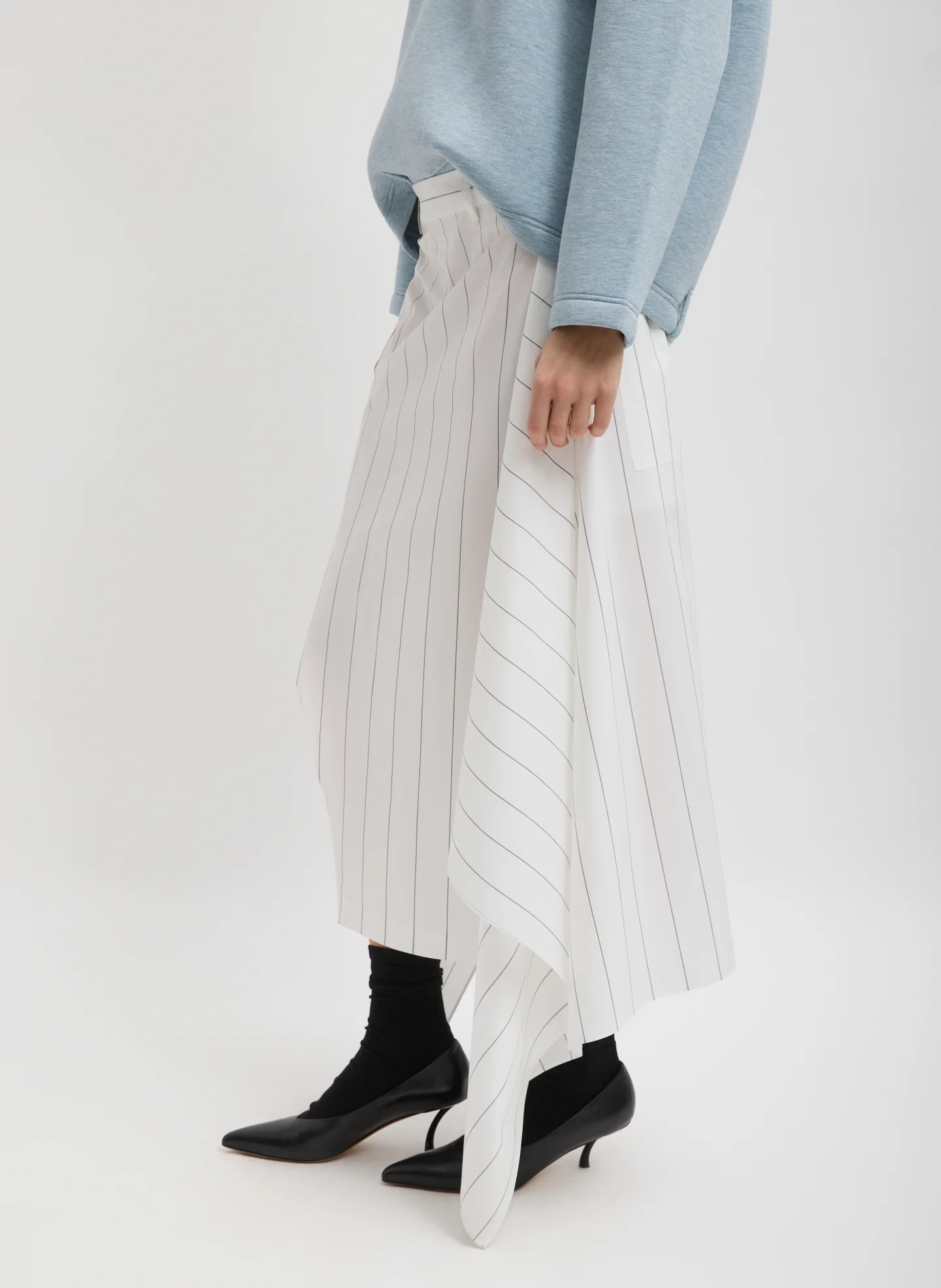 Striped Tech Poplin Tie Front Skirt - Image 4