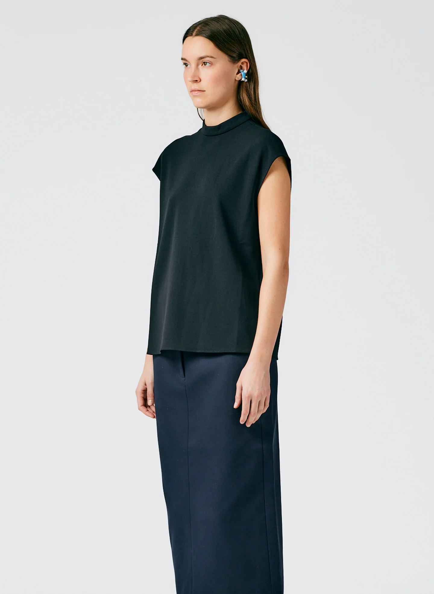 Structured Crepe Mock Neck Sleeveless Top - Image 2