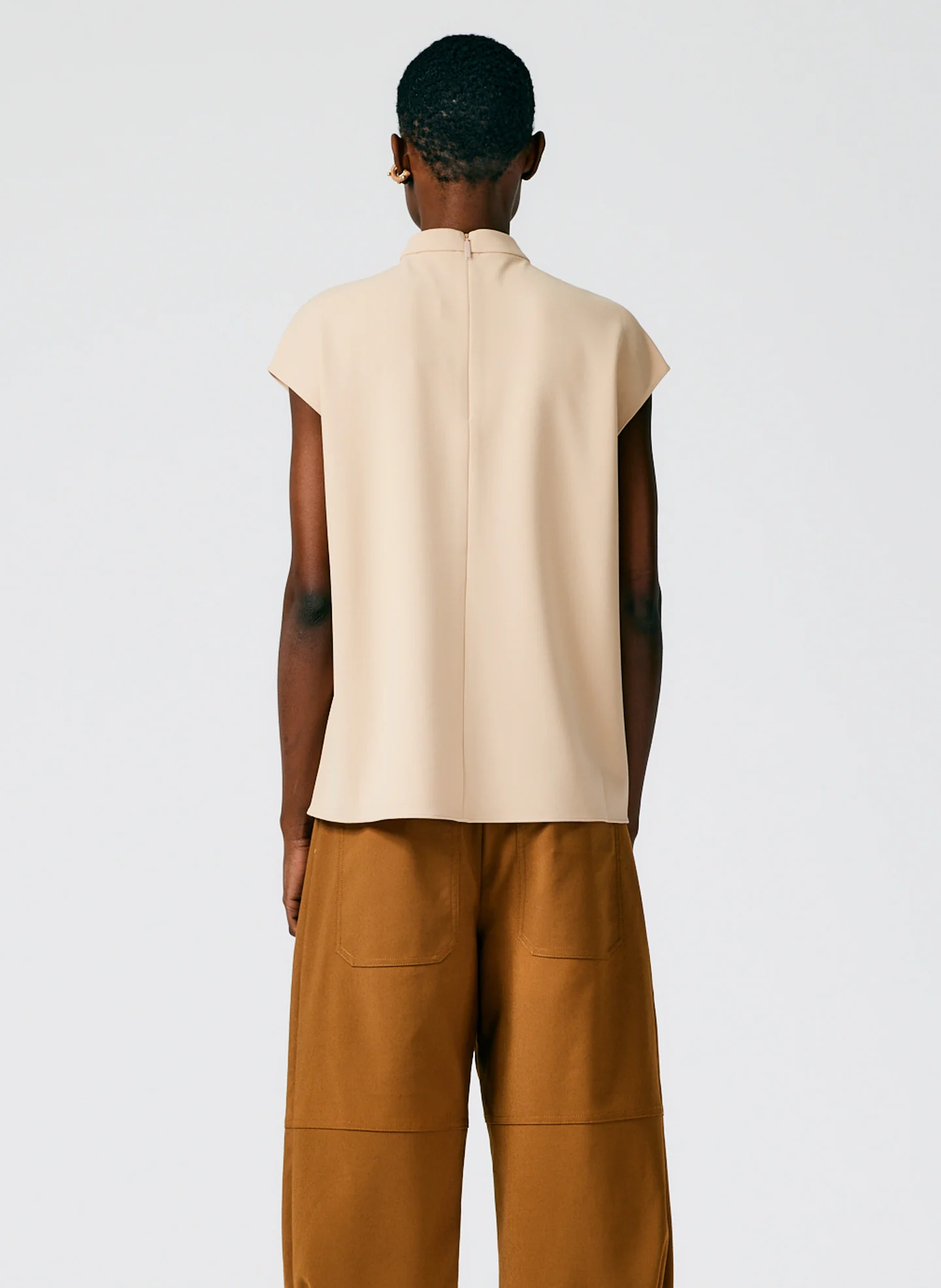 Structured Crepe Mock Neck Sleeveless Top - Image 4