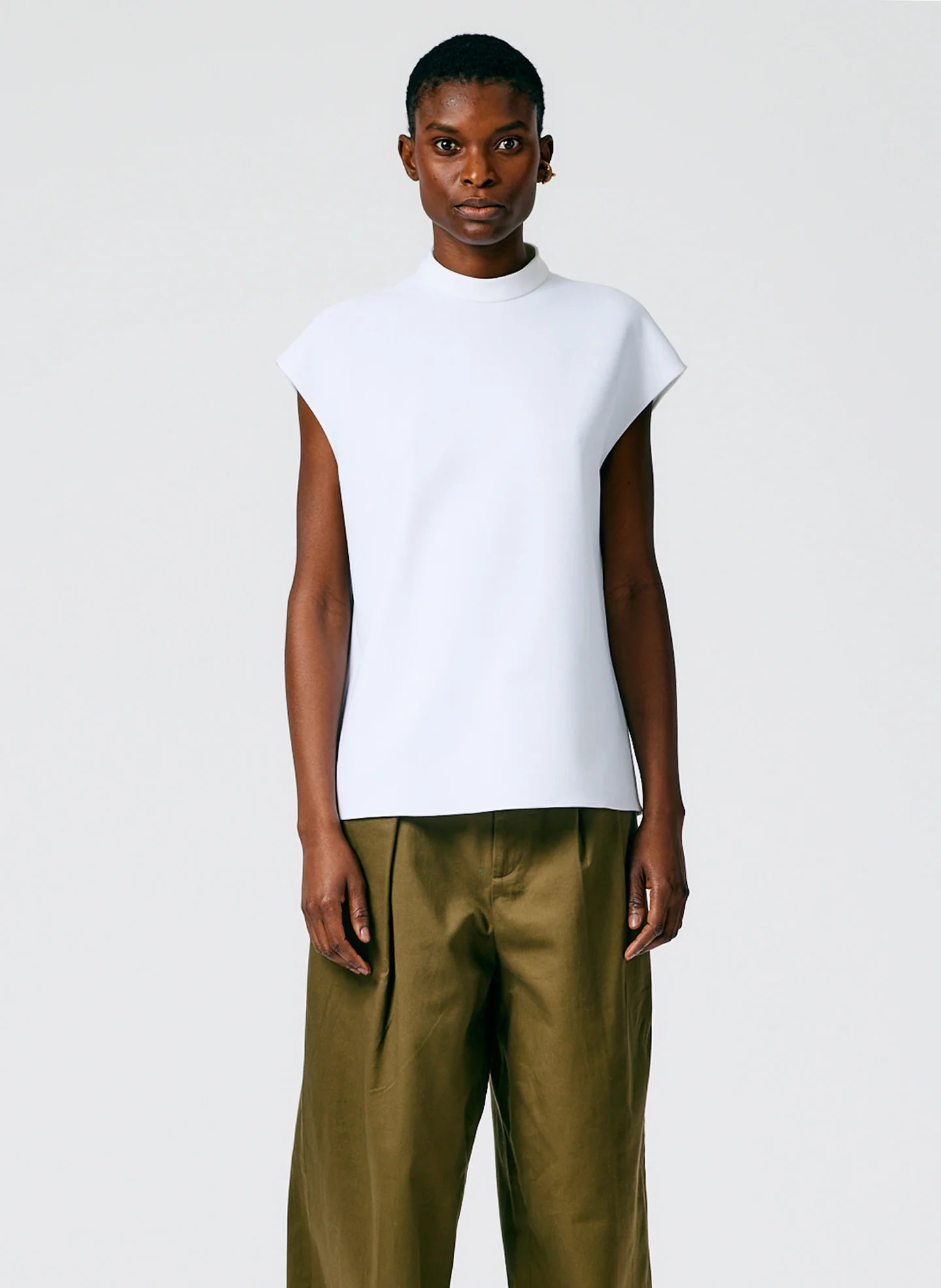 Structured Crepe Mock Neck Sleeveless Top - Image 2
