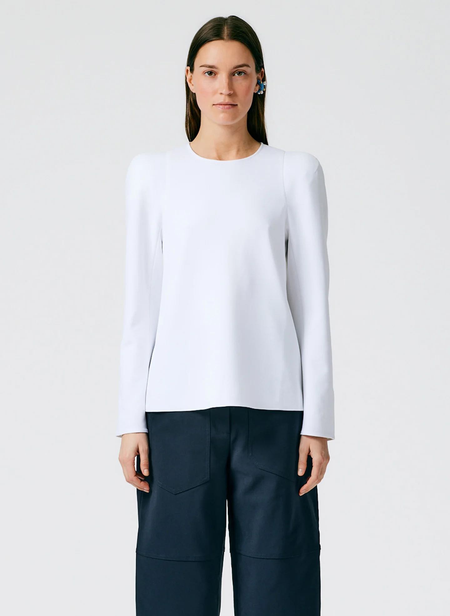 Structured Crepe Sculpted Shoulder Top - Image 2