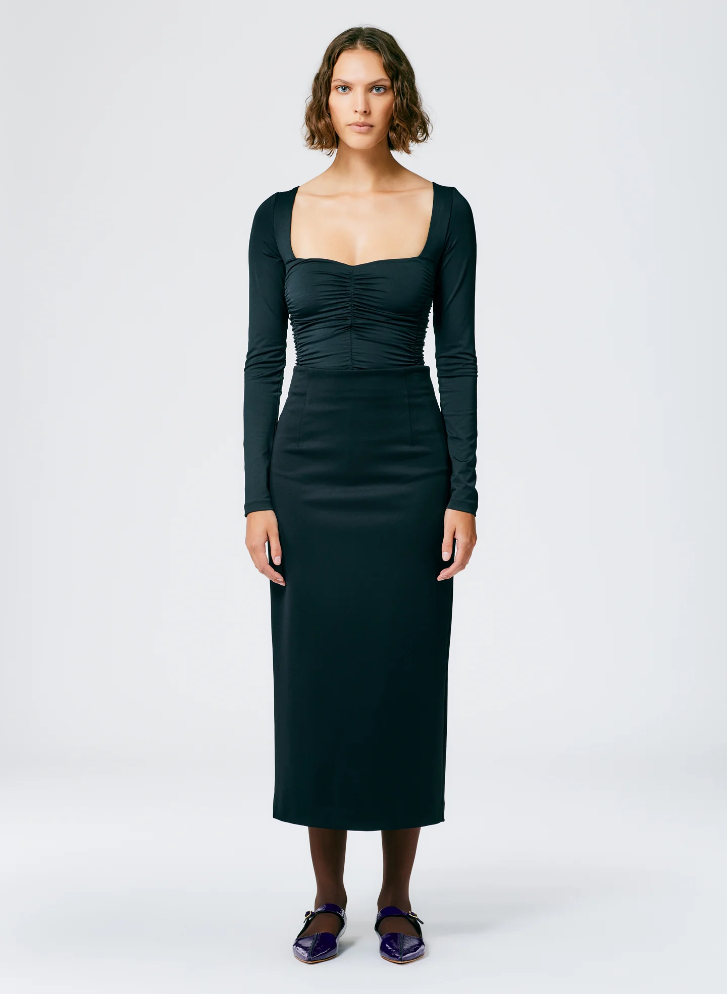 Structured Knit Pencil Skirt - Image 2