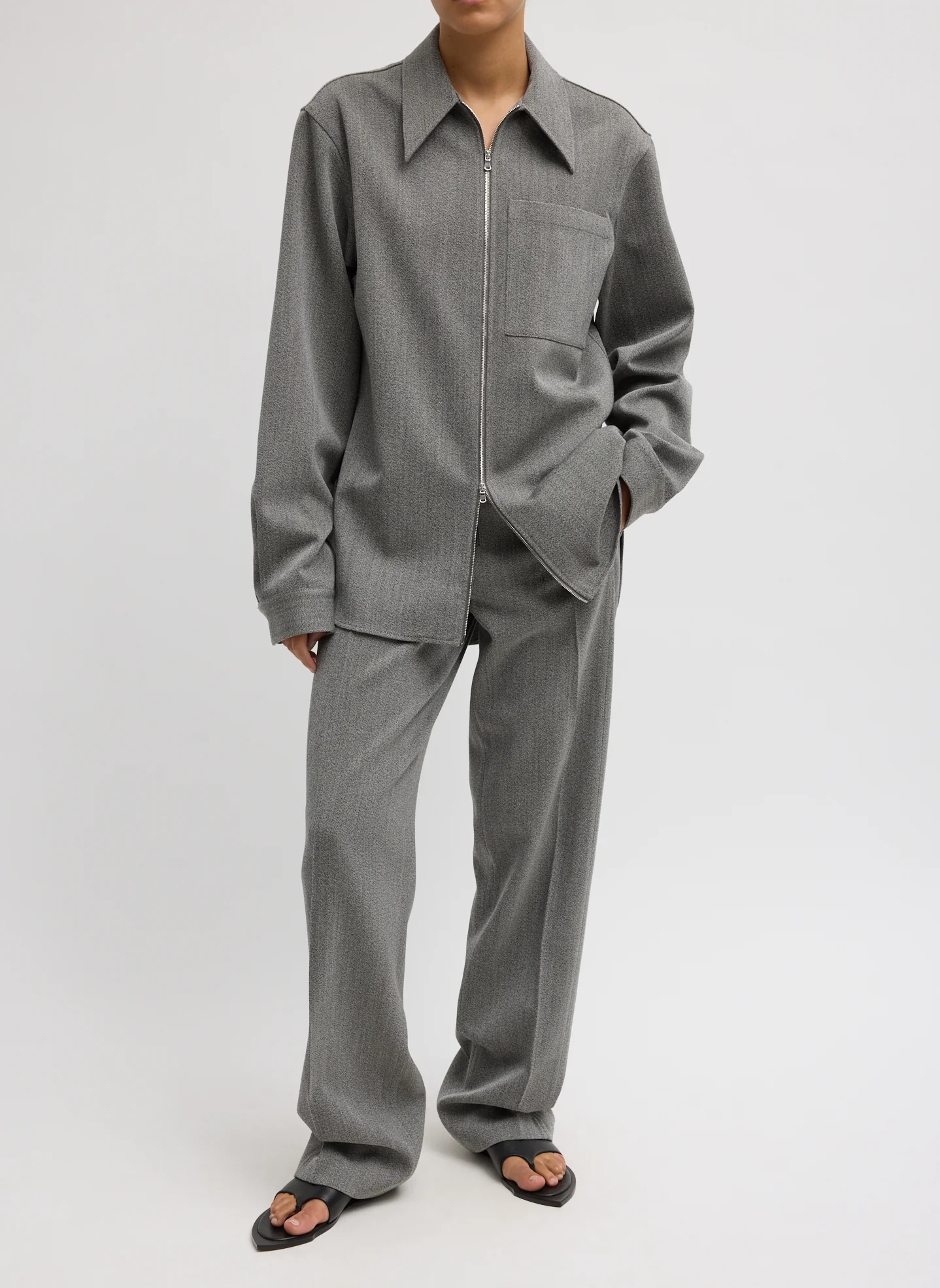 Structured Wool Zip Front Trouser - Image 8