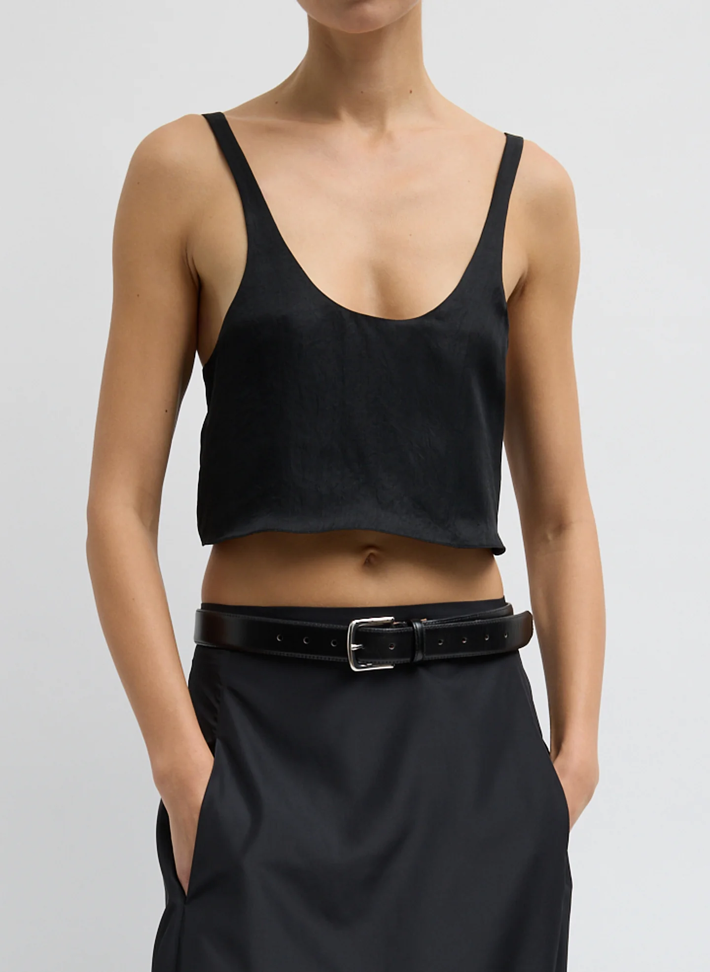 Summer Acetate Crinkle Cropped Tank