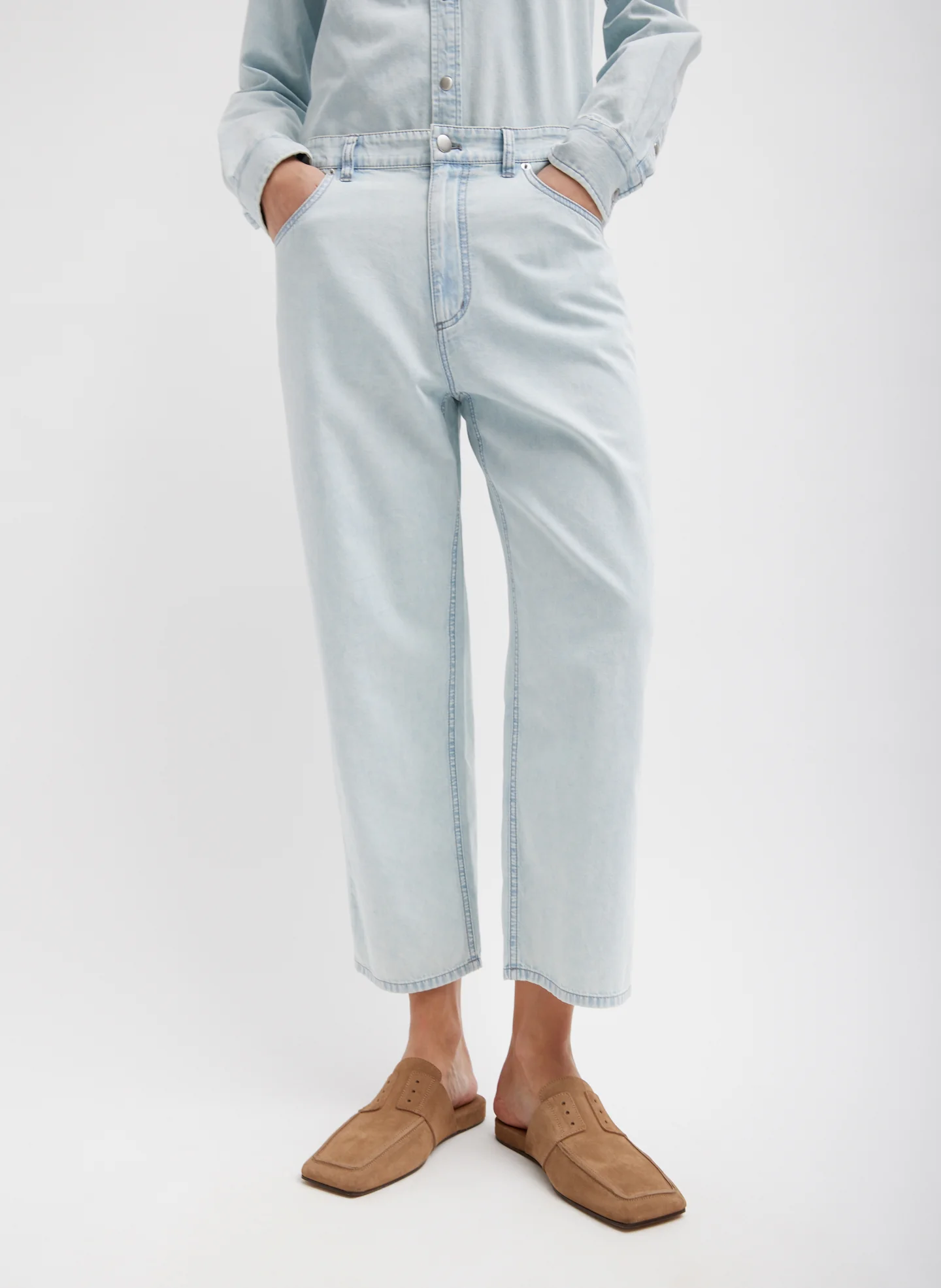 Summer Denim Cropped Slouchy Cargo Jean - Image 2