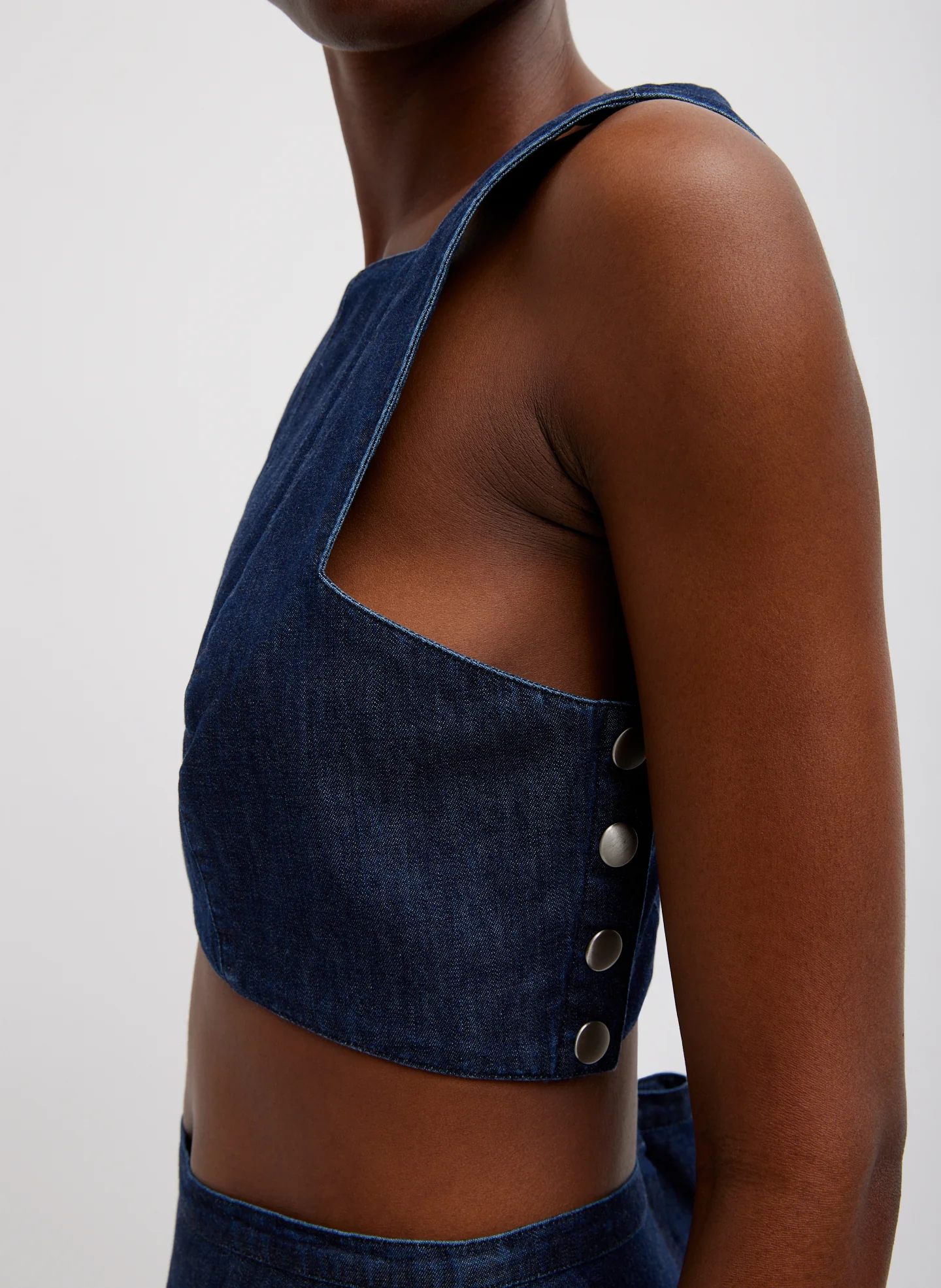 Summer Denim Square Neck Cropped Top - Image 2