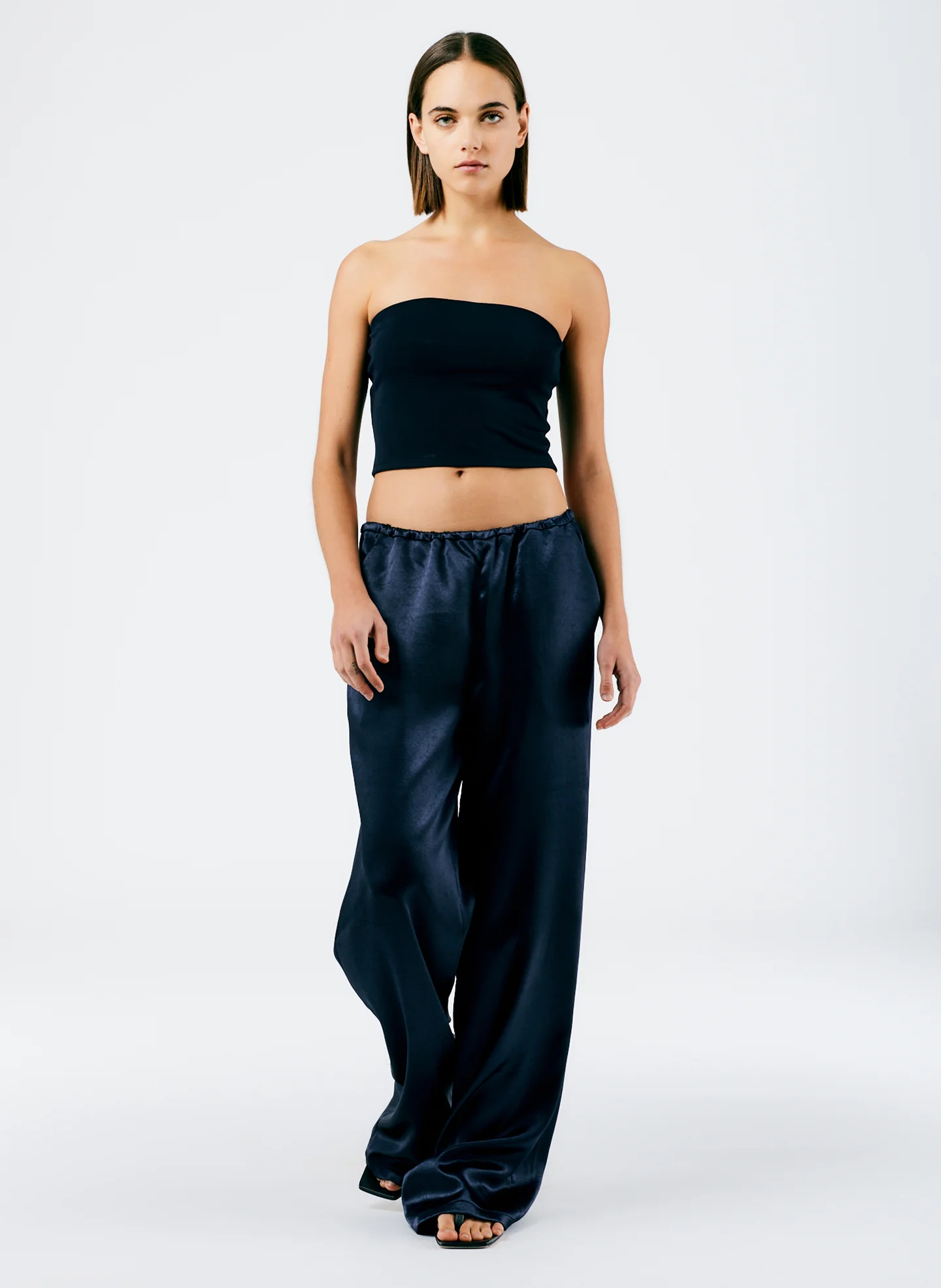 Summer Satin Wide Leg Pull On Pant