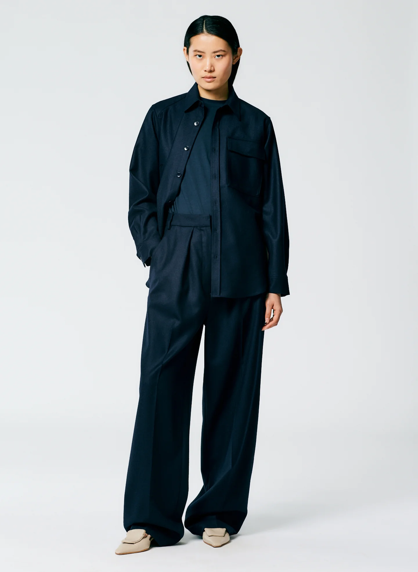 Superfine Wool Flannel Shirt With Inseam Vent - Image 7