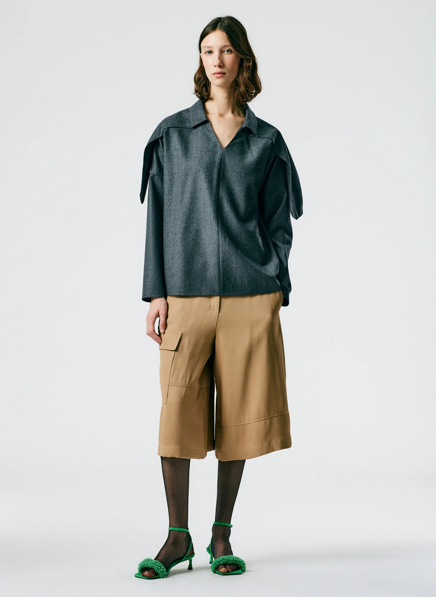 Superfine Wool Flannel V-Neck Top - Image 6