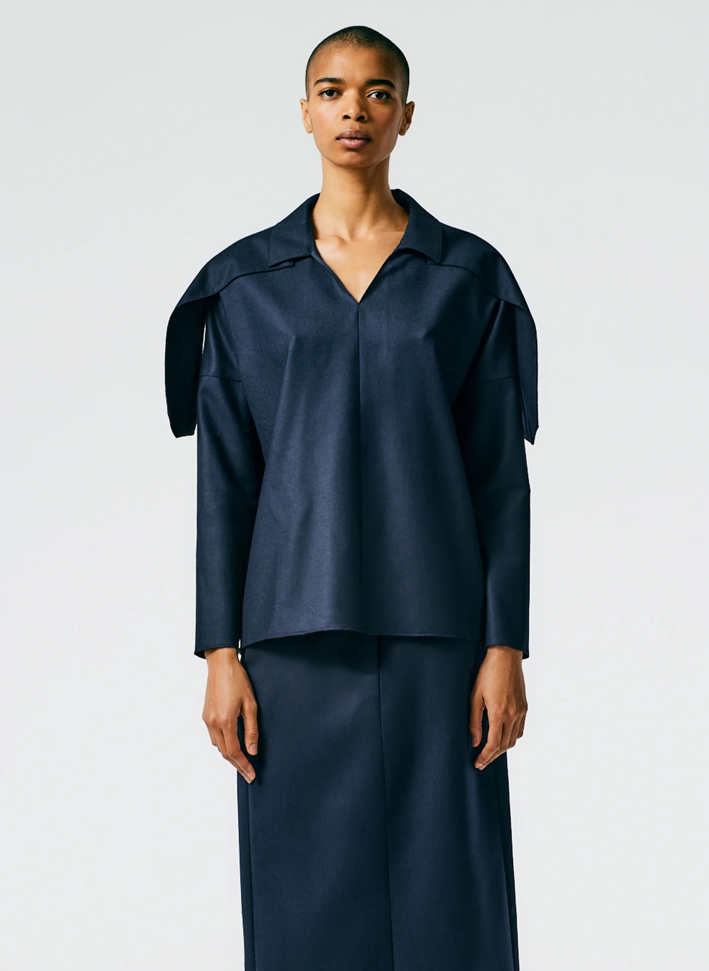 Superfine Wool Flannel V-Neck Top - Image 3
