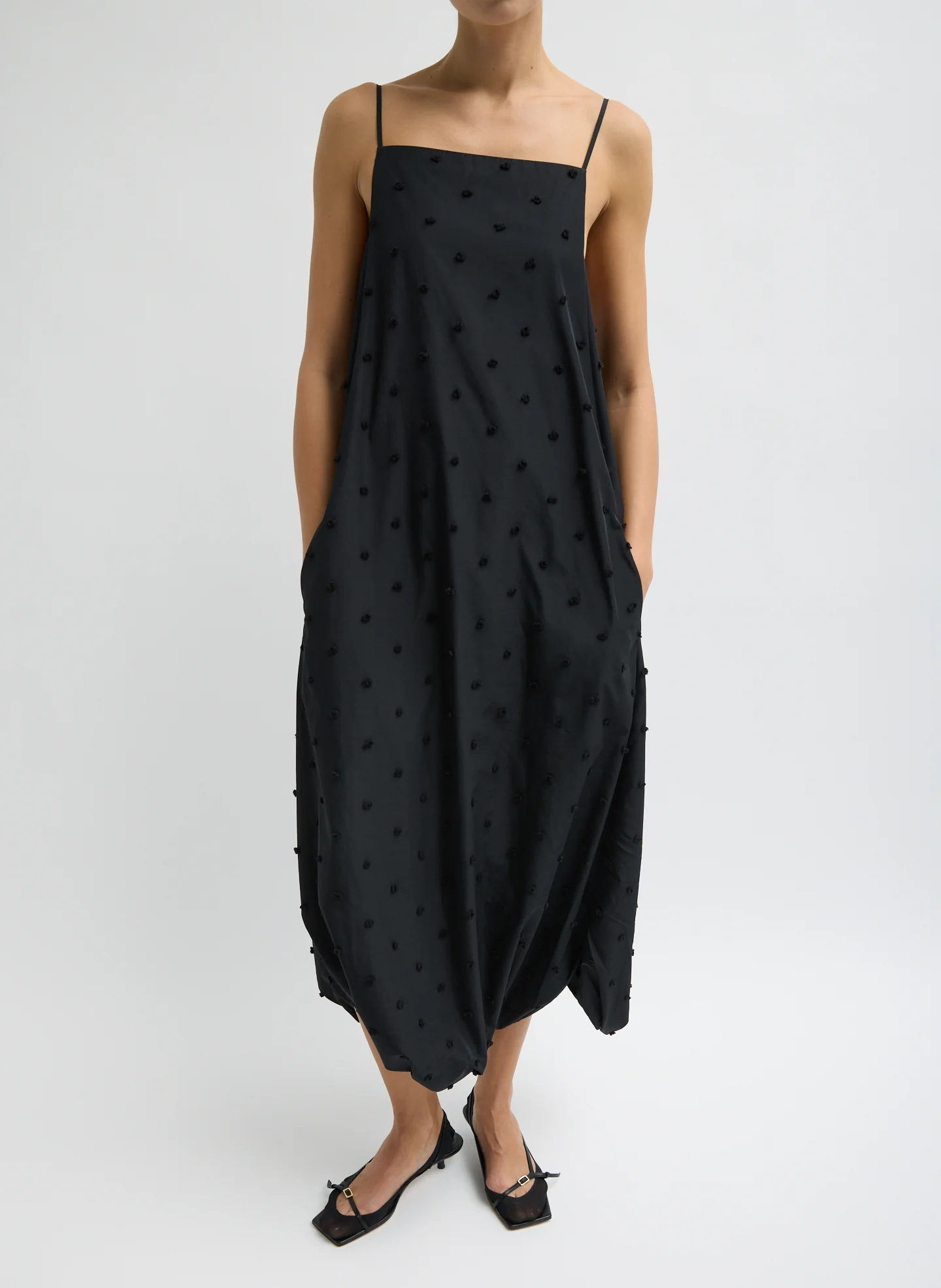 Tech Swiss Dot Square Neck Cami Dress